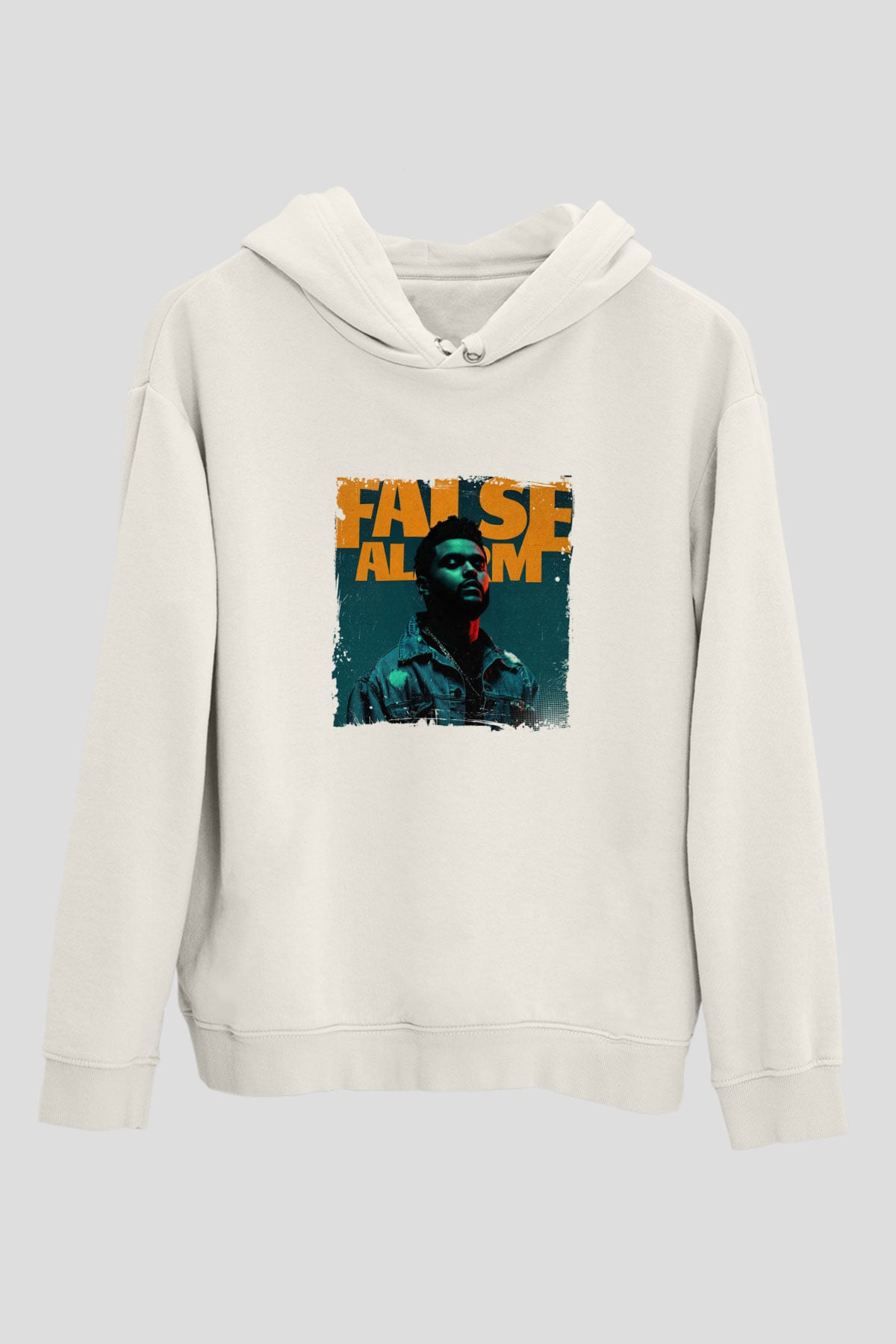 The Weeknd Baskılı Unisex Beyaz Kapüşonlu Sweatshirt