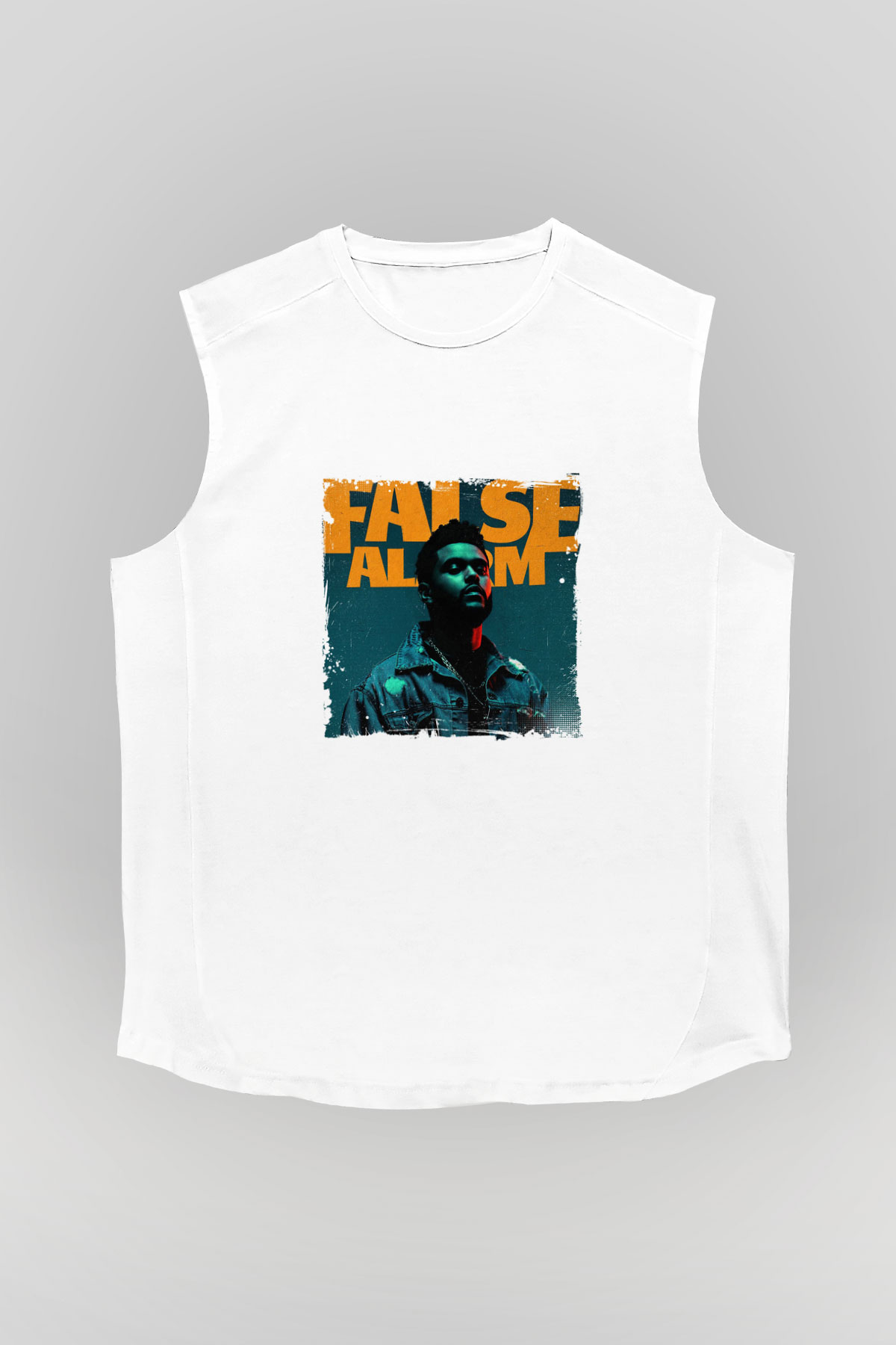 The Weeknd Baskılı Unisex Beyaz Kolsuz Tişört