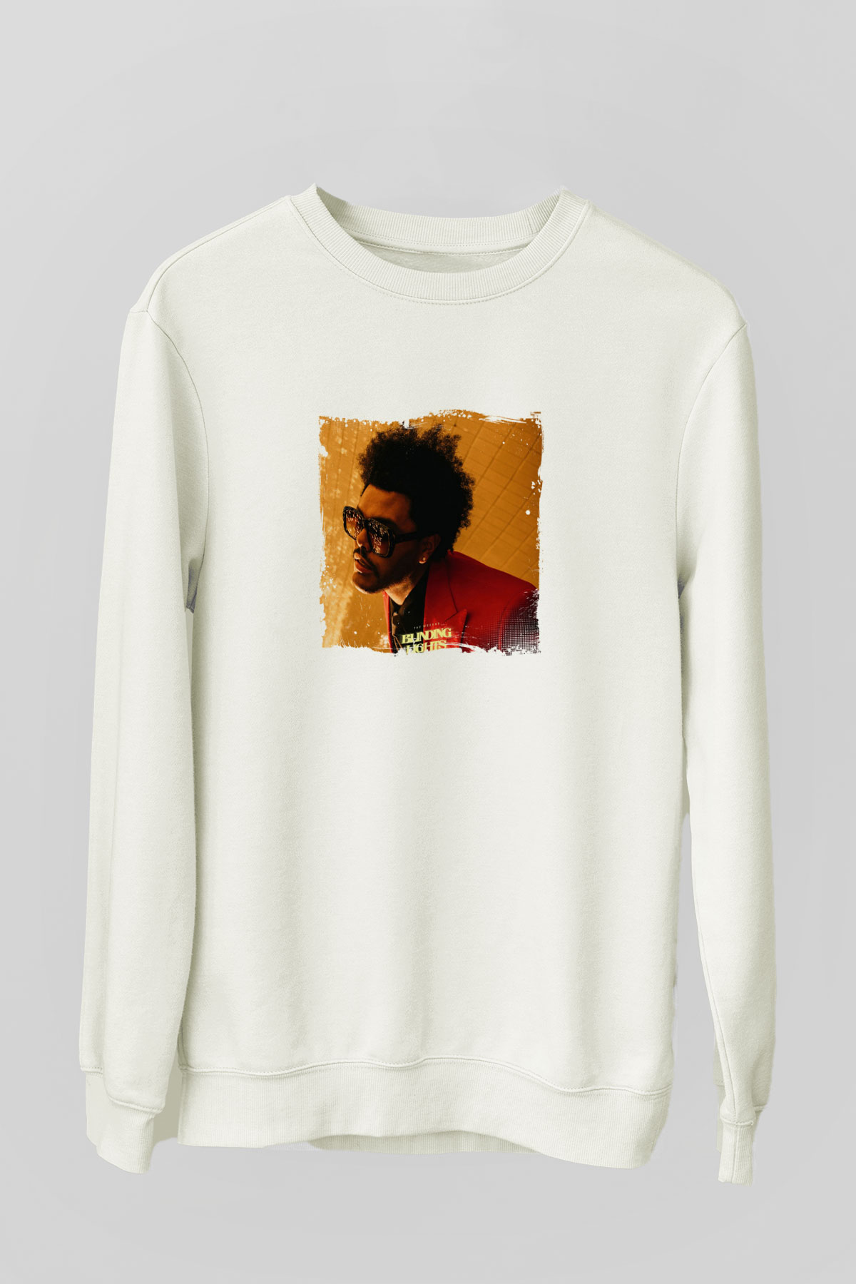 The Weeknd Baskılı Unisex Beyaz Sweatshirt