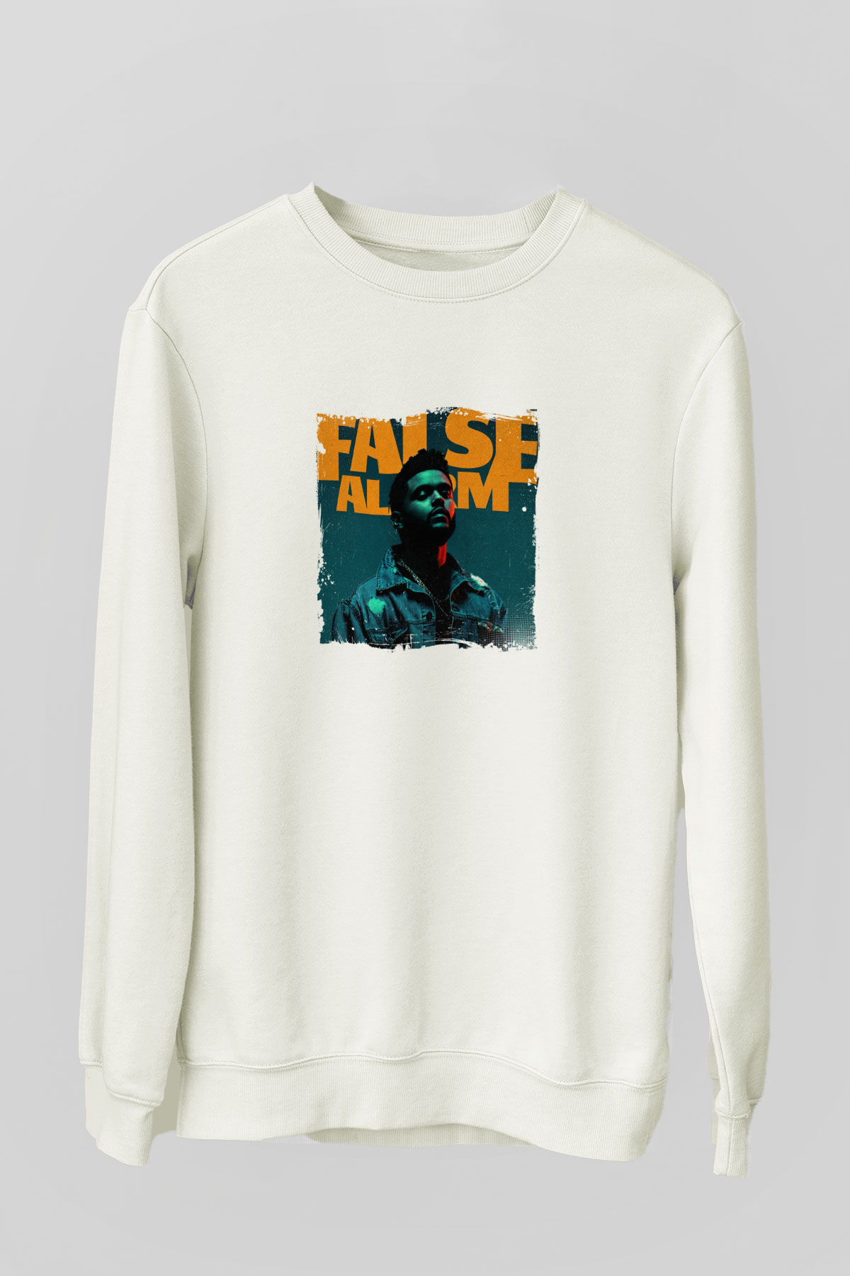 The Weeknd Baskılı Unisex Beyaz Sweatshirt