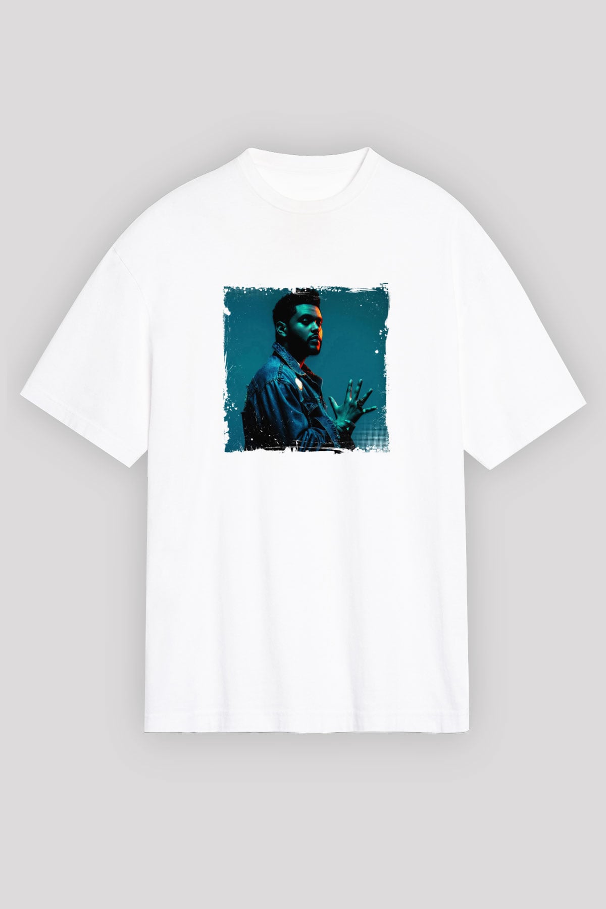 The Weeknd Baskılı Unisex Beyaz Tişört