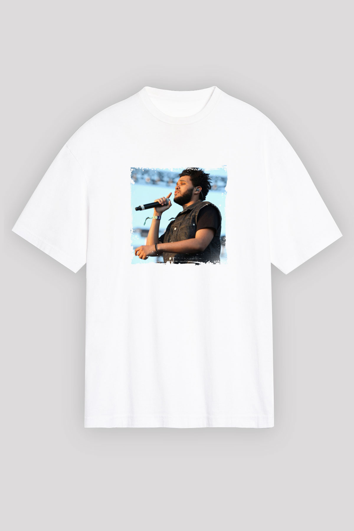 The Weeknd Baskılı Unisex Beyaz Tişört