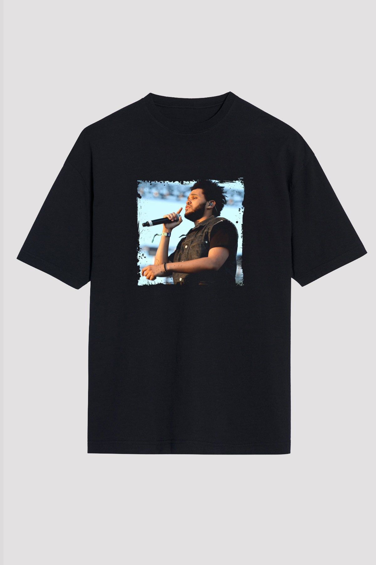The Weeknd Baskılı Unisex Oversize Siyah Tişört