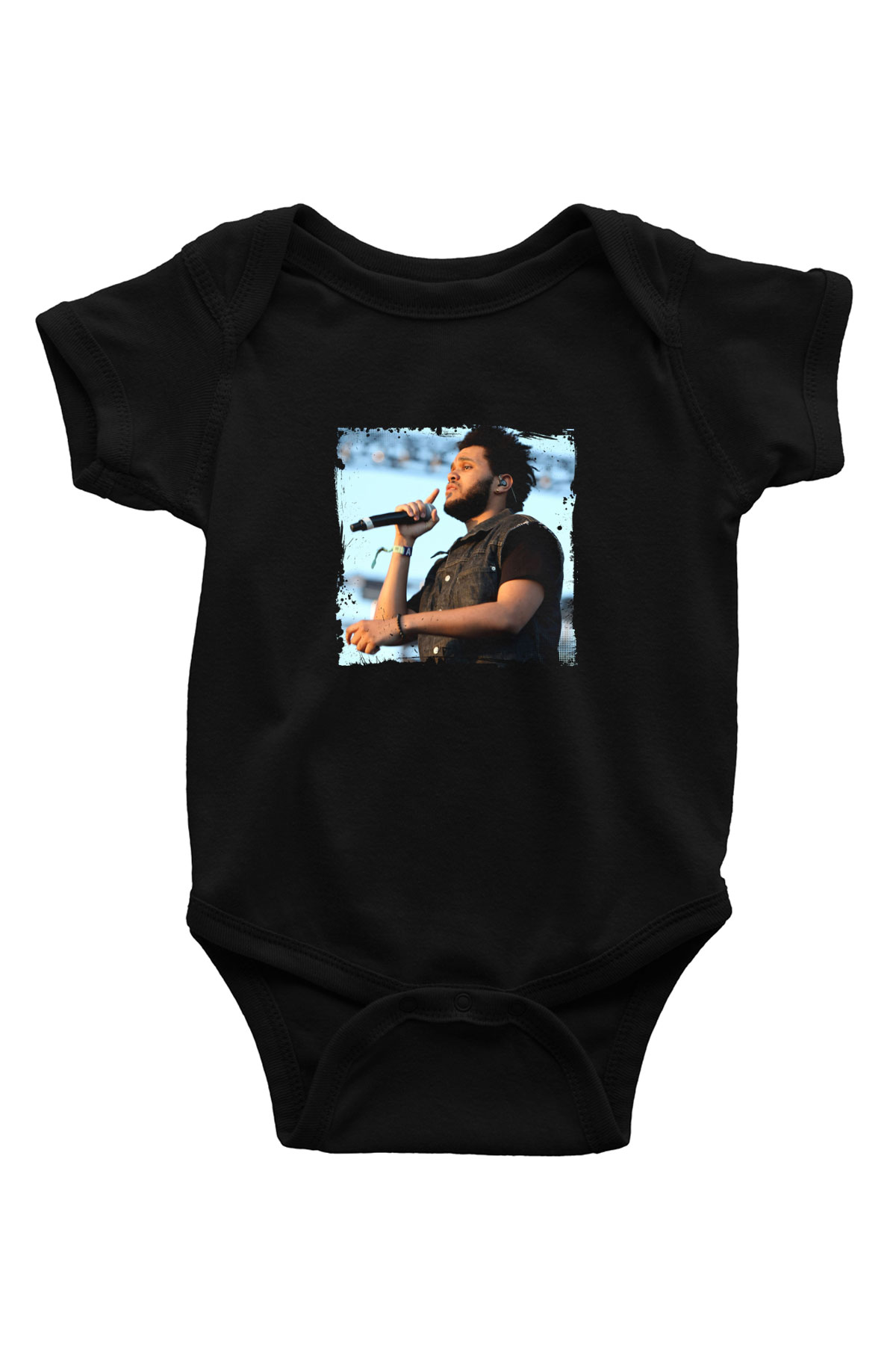 The Weeknd Baskılı Unisex Siyah Bebek Body - Zıbın
