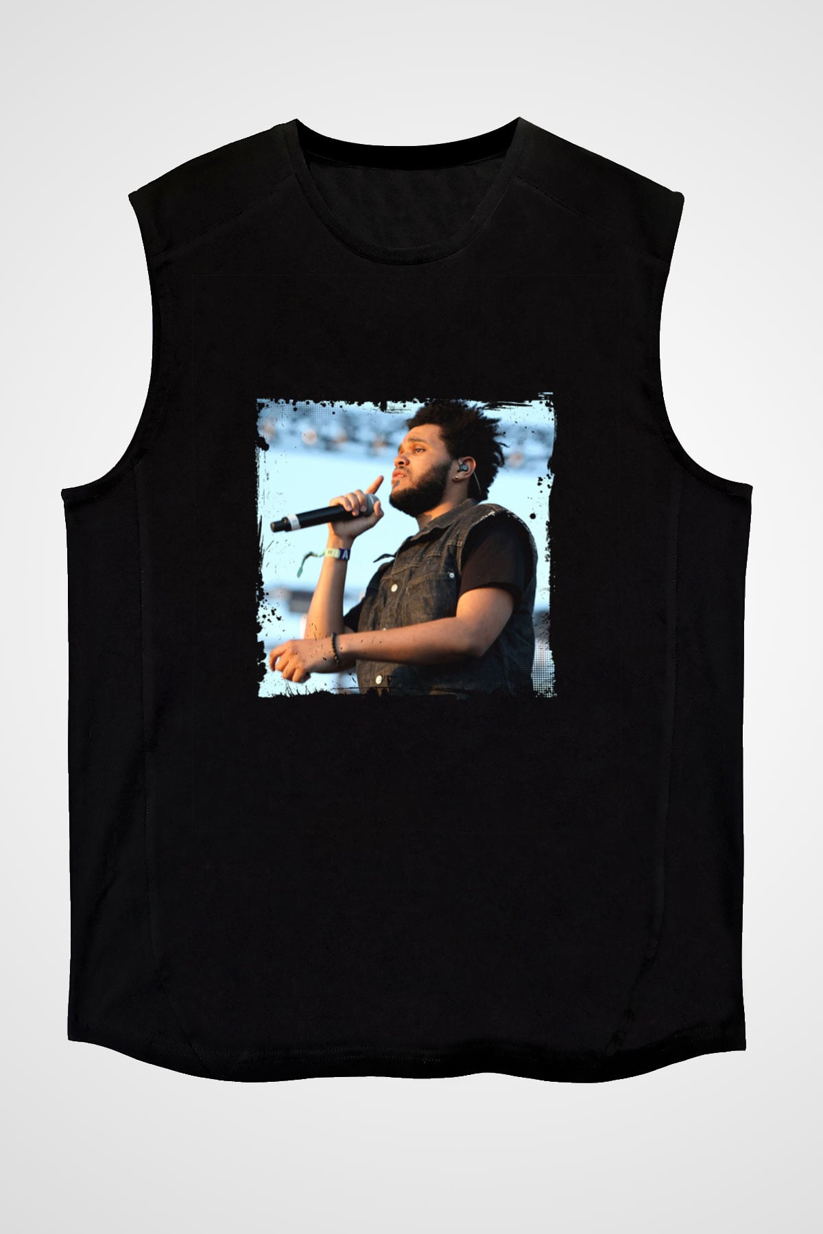 The Weeknd Baskılı Unisex Siyah Kolsuz Tişört