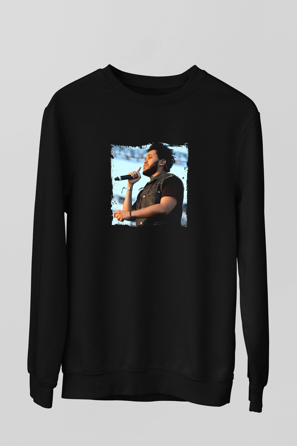 The Weeknd Baskılı Unisex Siyah Sweatshirt