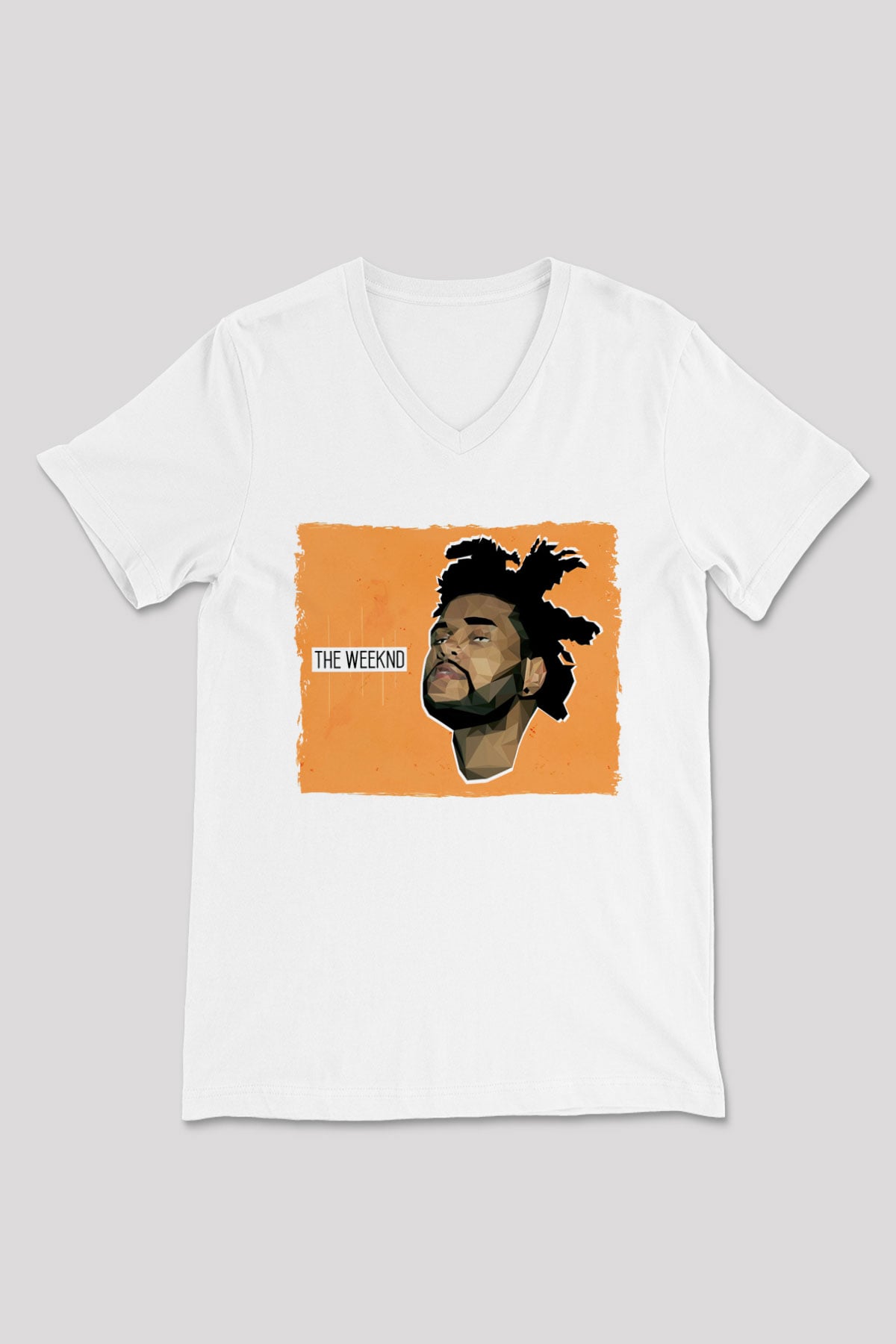 The Weeknd Beyaz Unisex V Yaka Tişört
