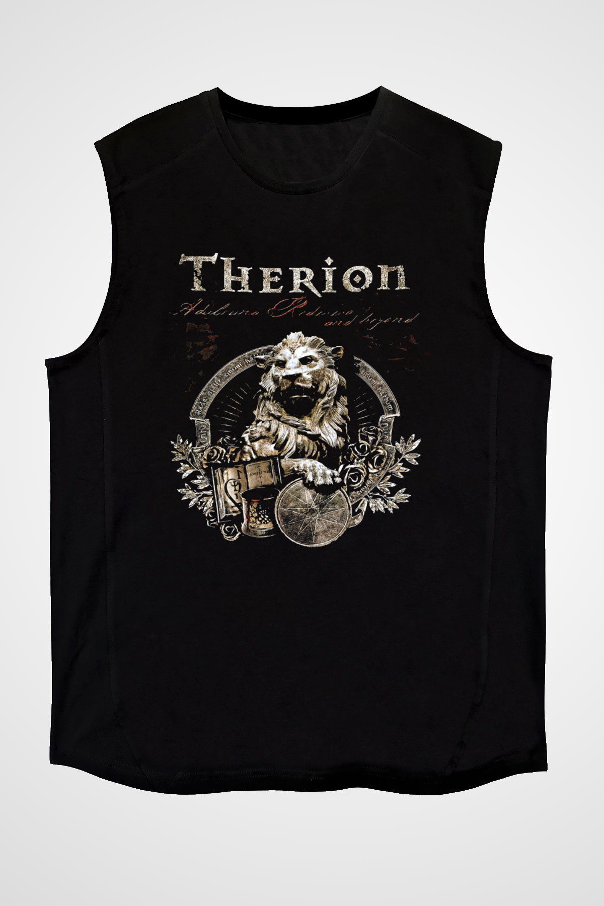 Therion Baskılı Unisex Siyah Kolsuz Tişört - Tshirt