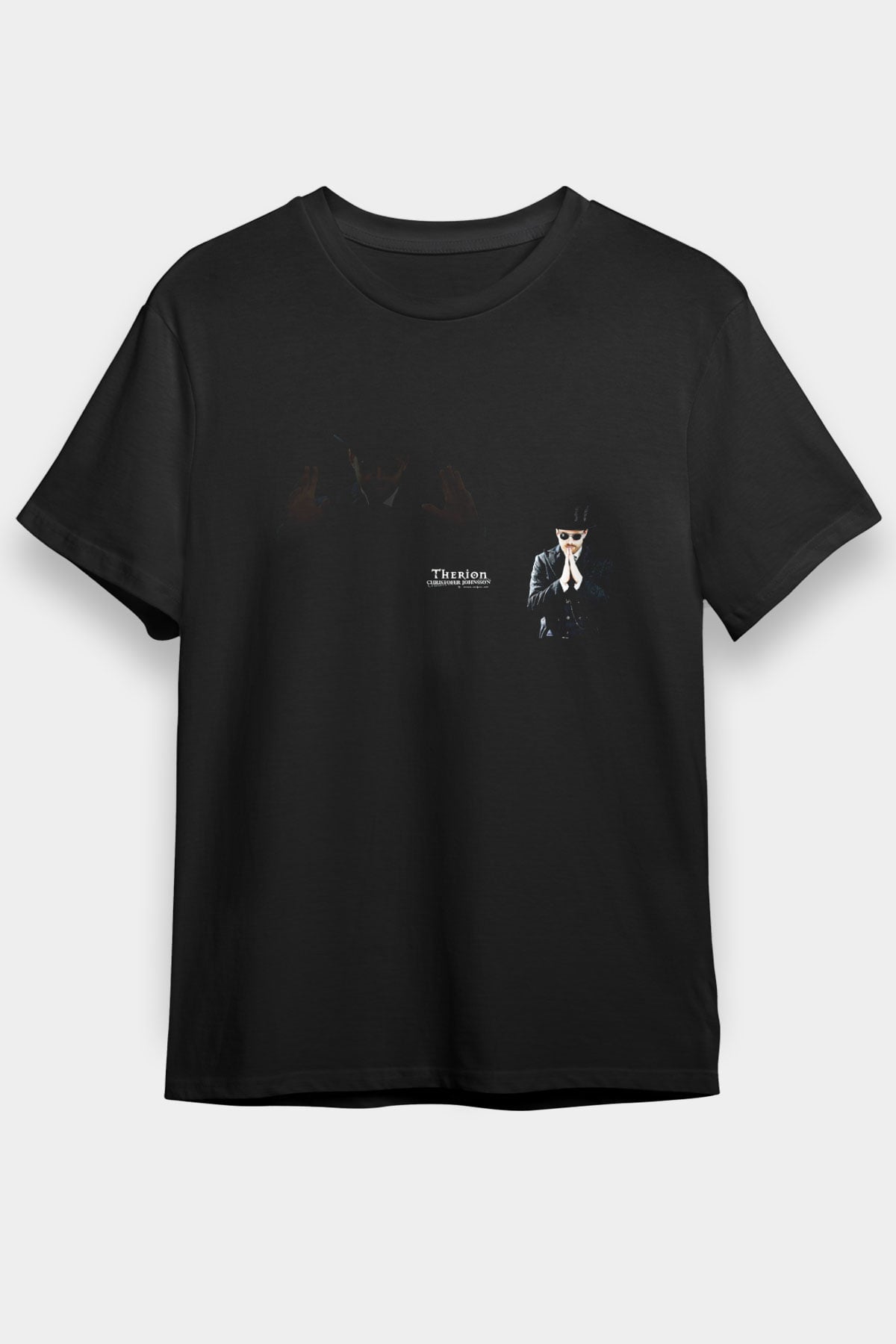 Therion Baskılı Unisex Siyah Tişört - Tshirt