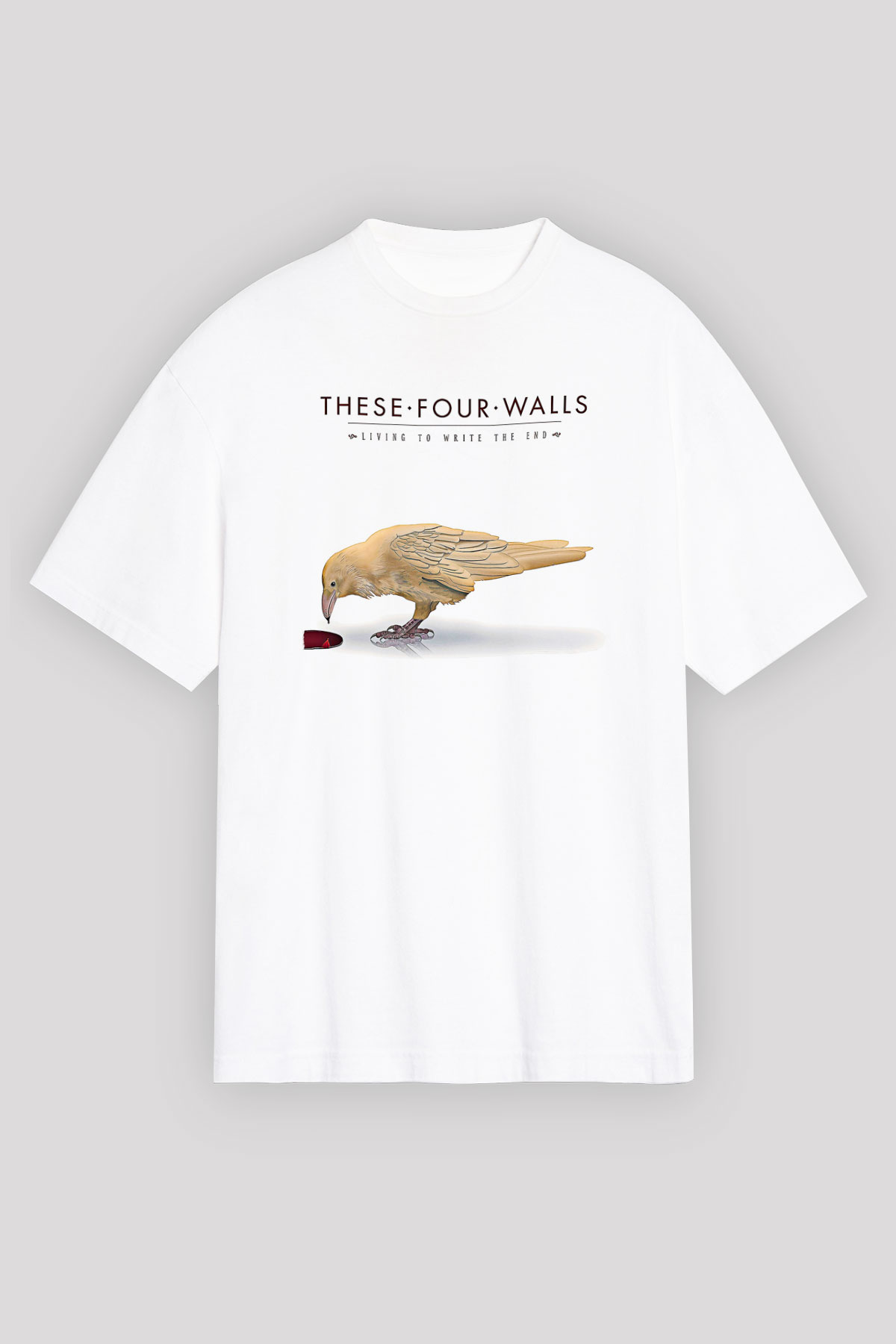 These Four Walls Baskılı Beyaz Unisex Oversize Tişört - Tshirt