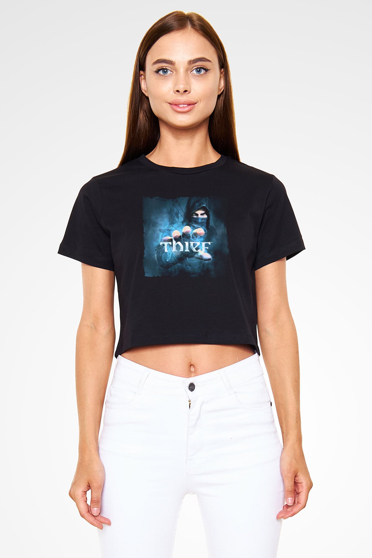 Thief Siyah  Crop Top Tişört
