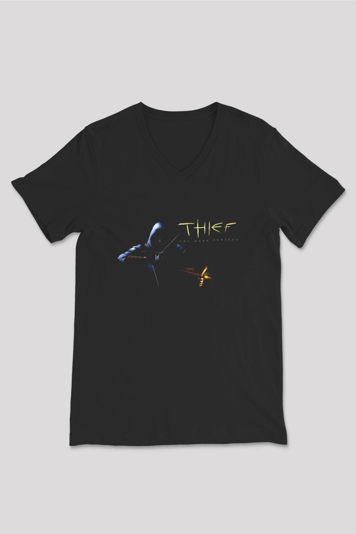 Thief Siyah Unisex V Yaka Tişört
