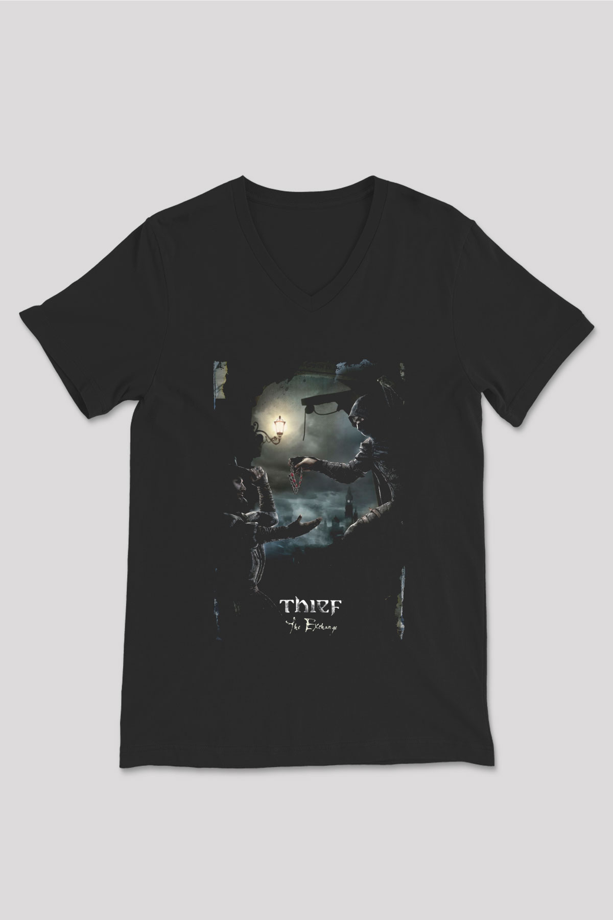 Thief Siyah Unisex V Yaka Tişört