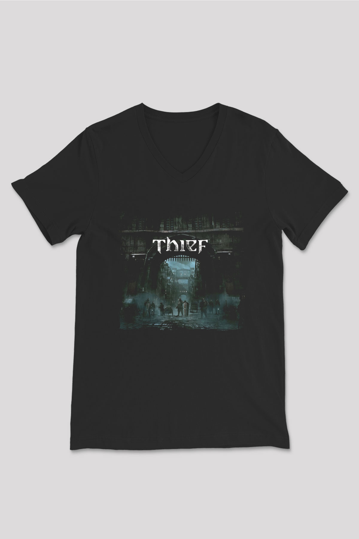 Thief Siyah Unisex V Yaka Tişört