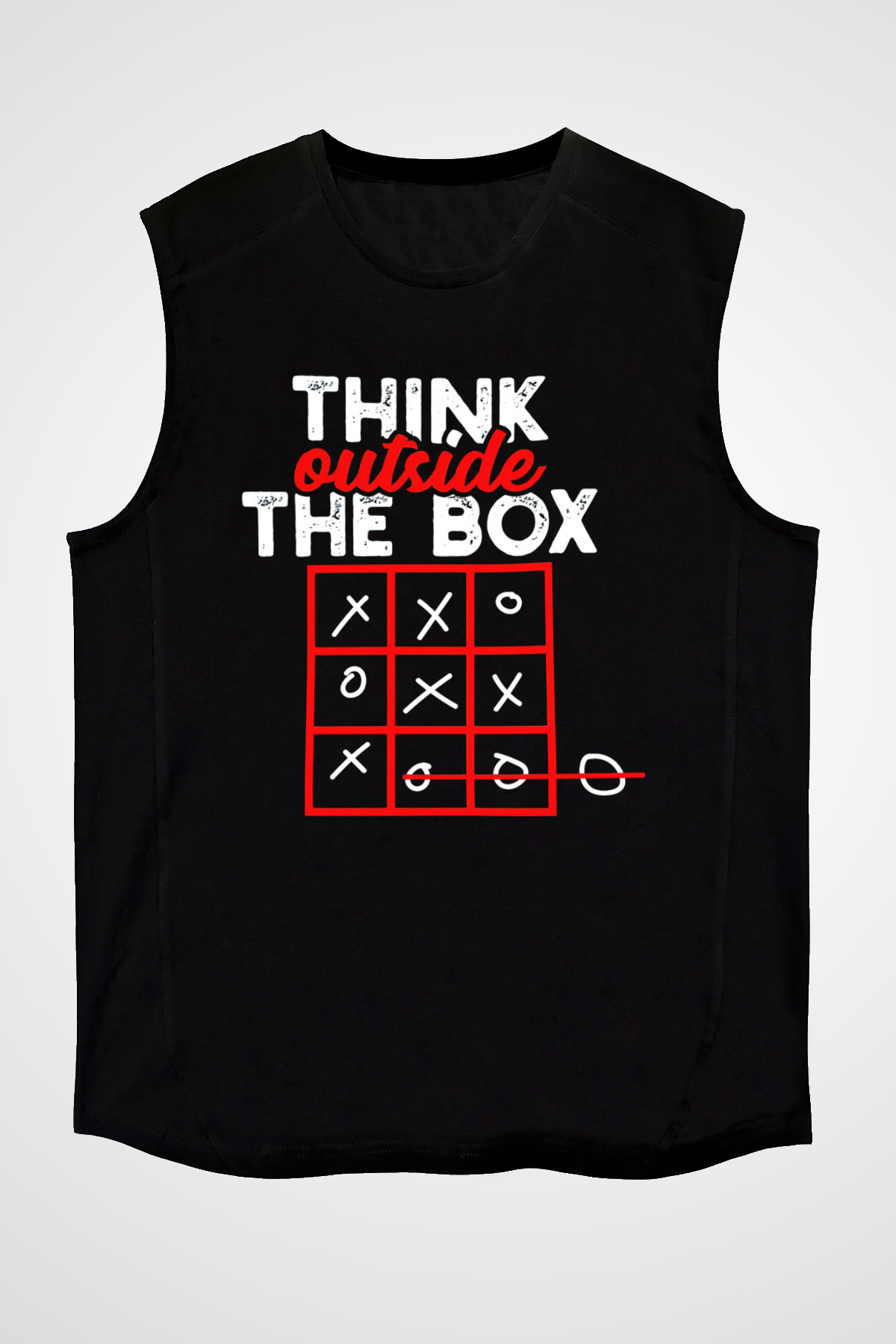 Think Outside Box Baskılı Unisex Siyah  Kolsuz Tişört
