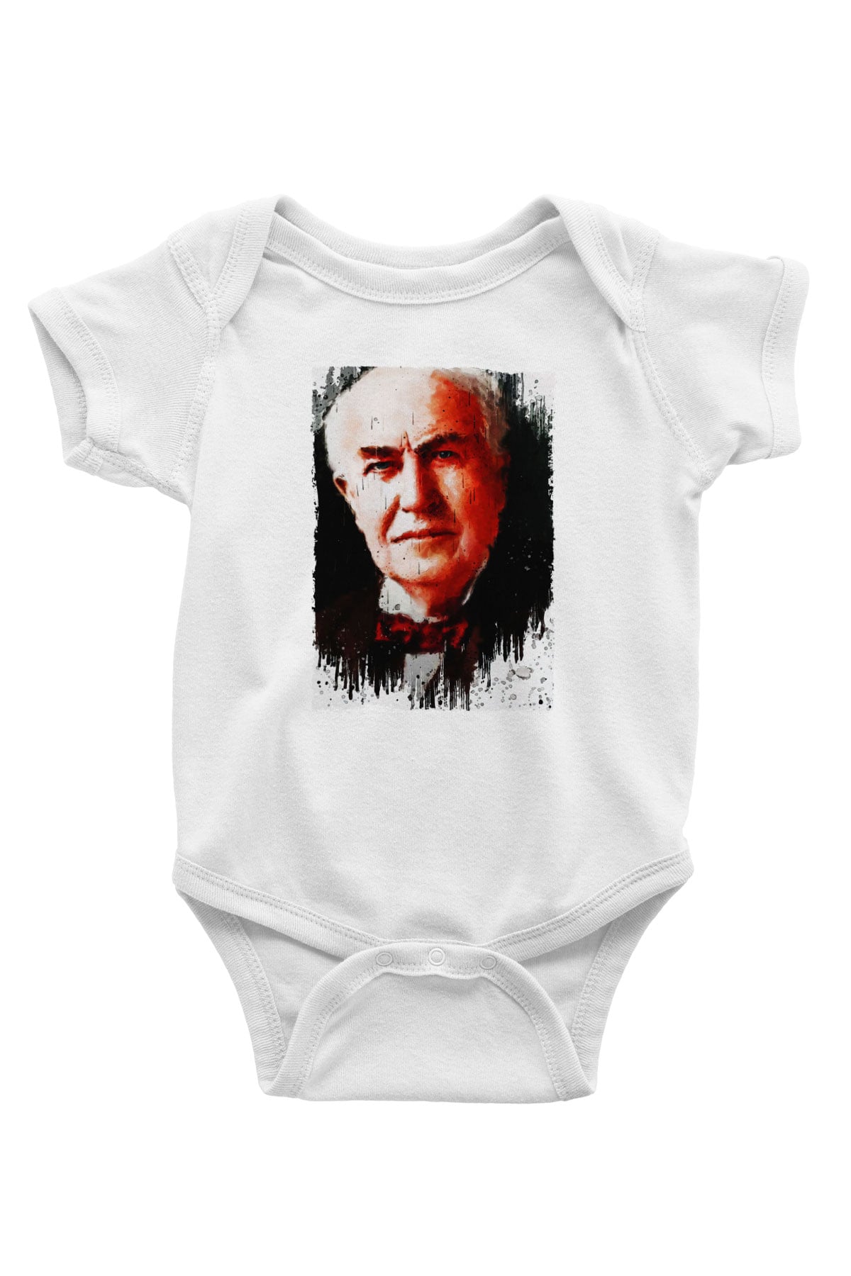 Thomas Alva Edison Baskılı Beyaz Bebek Body - Zıbın