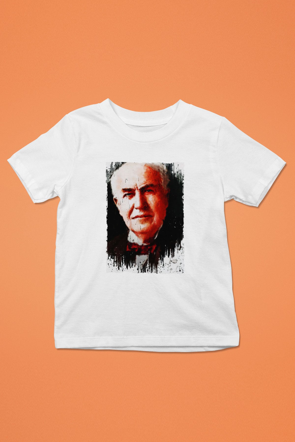 Thomas Alva Edison Baskılı Unisex Beyaz Çocuk Tişörtü - Tshirt