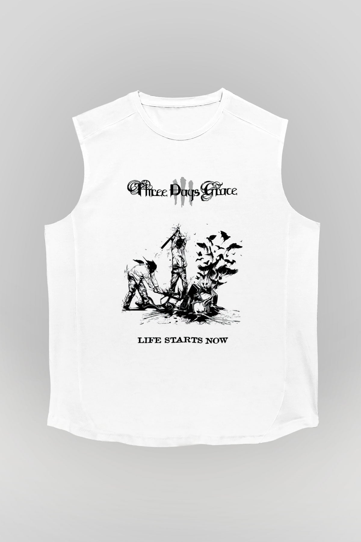 Three Days Grace Beyaz Unisex Kolsuz Tişört