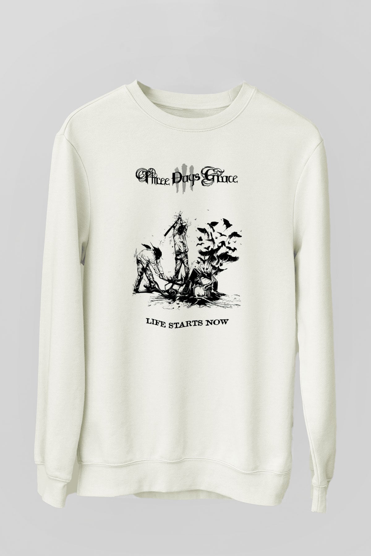 Three Days Grace Beyaz Unisex Sweatshirt