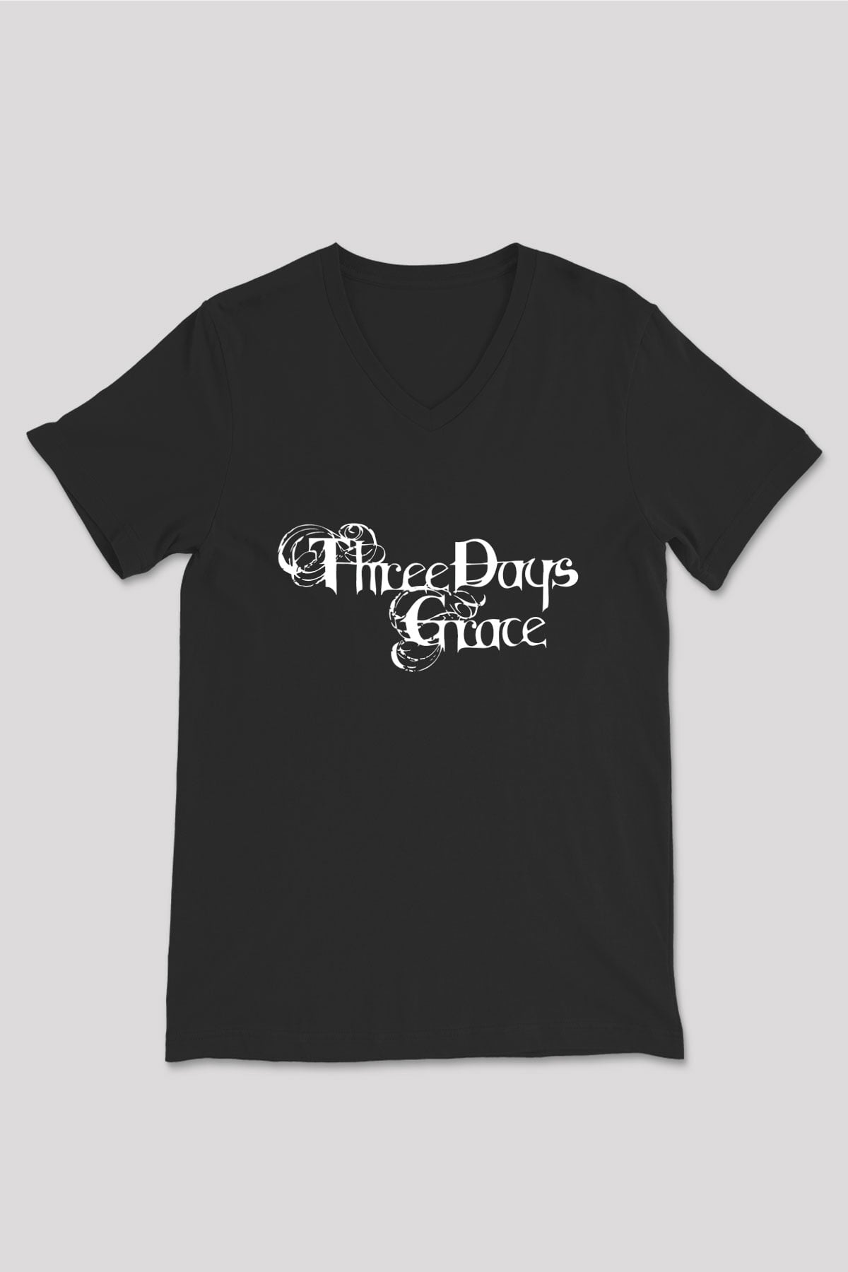 Three Days Grace Siyah Unisex V Yaka Tişört T-Shirt