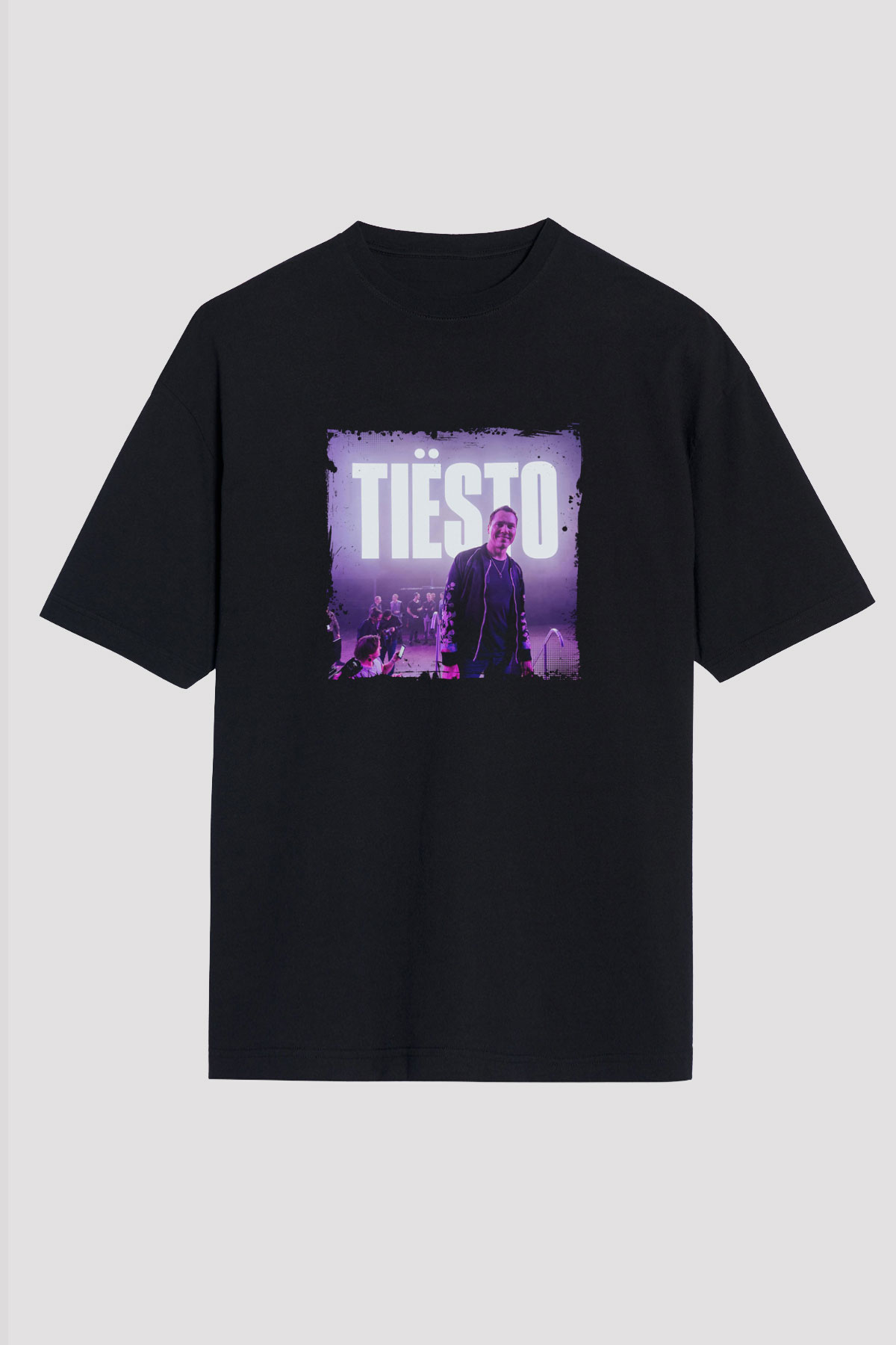 Tiesto Baskılı Unisex Oversize Siyah Tişört