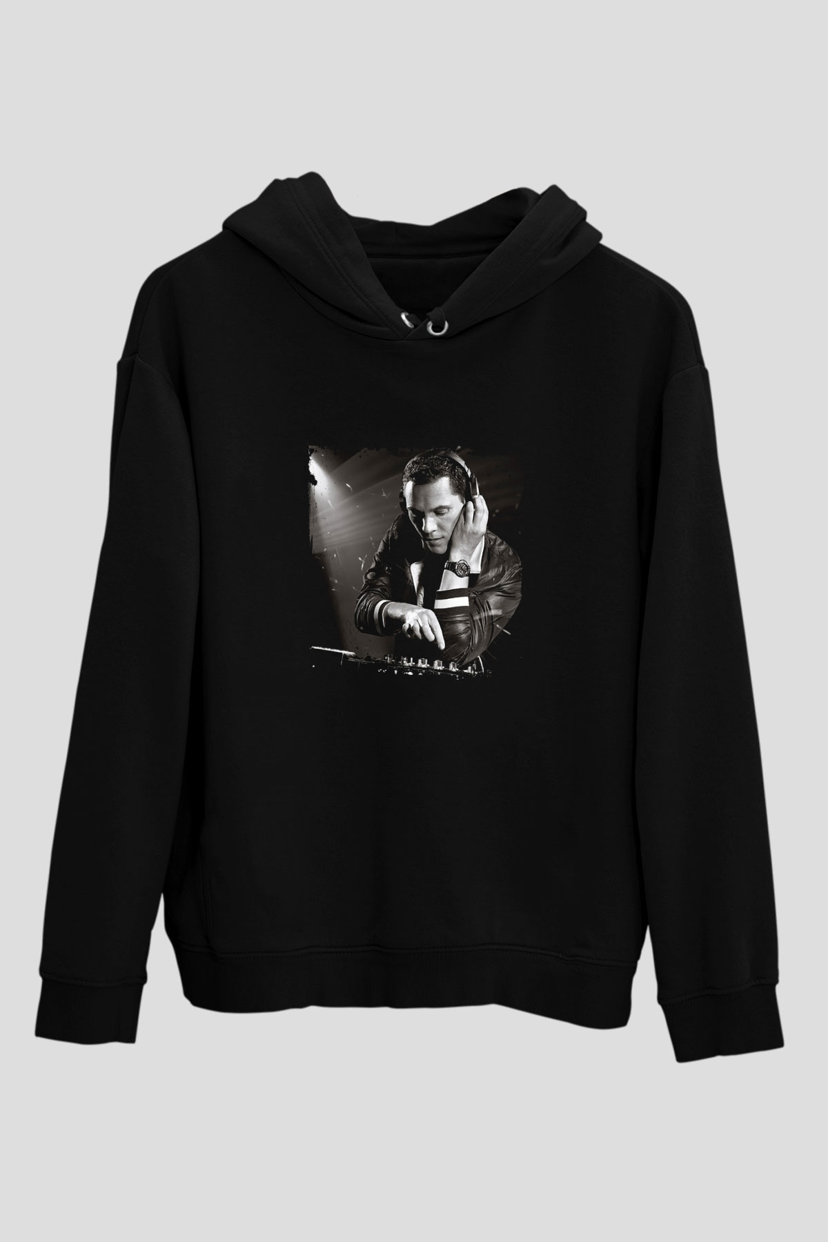 Tiesto Baskılı Unisex Siyah Hoodie