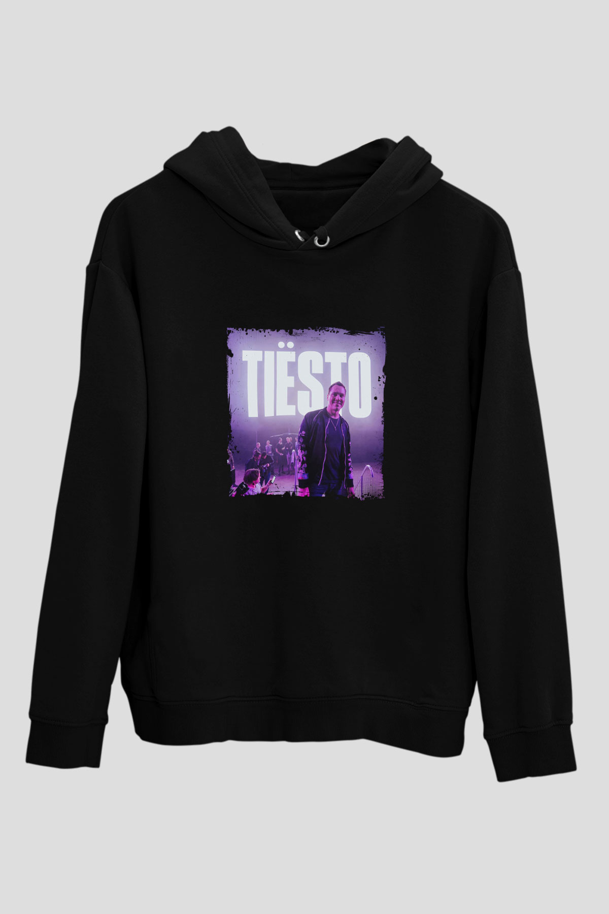 Tiesto Baskılı Unisex Siyah Hoodie