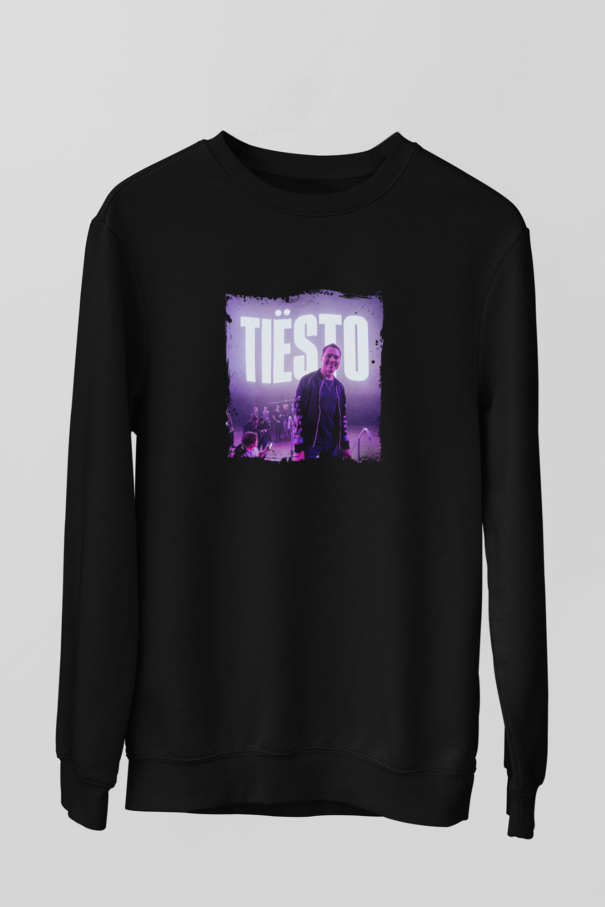 Tiesto Baskılı Unisex Siyah Sweatshirt