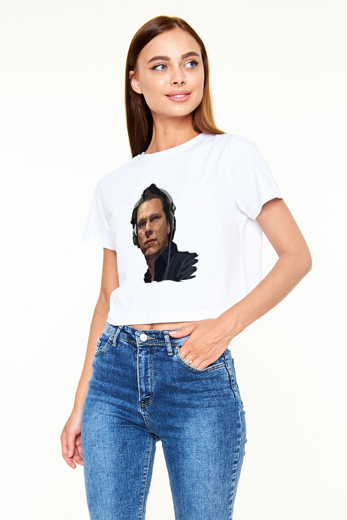 Tiesto Beyaz Croptop Tişört