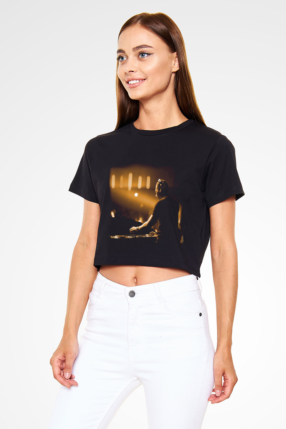 Tiesto Siyah Crop Top Tişört