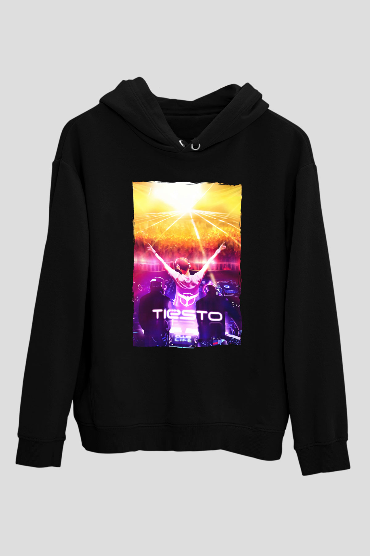 Tiesto Siyah Unisex Kapüşonlu Sweatshirt