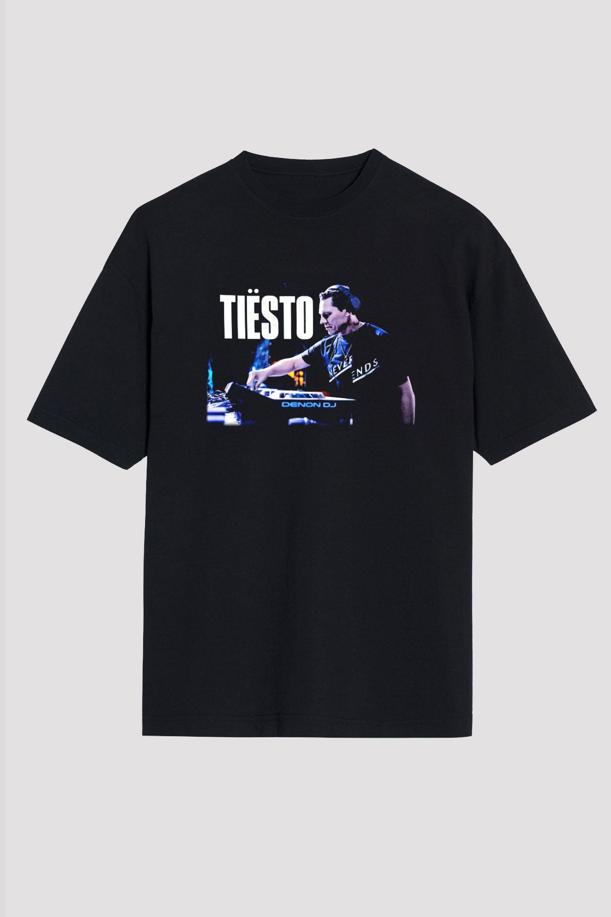 Tiesto Siyah Unisex Oversize Tişört T-Shirt