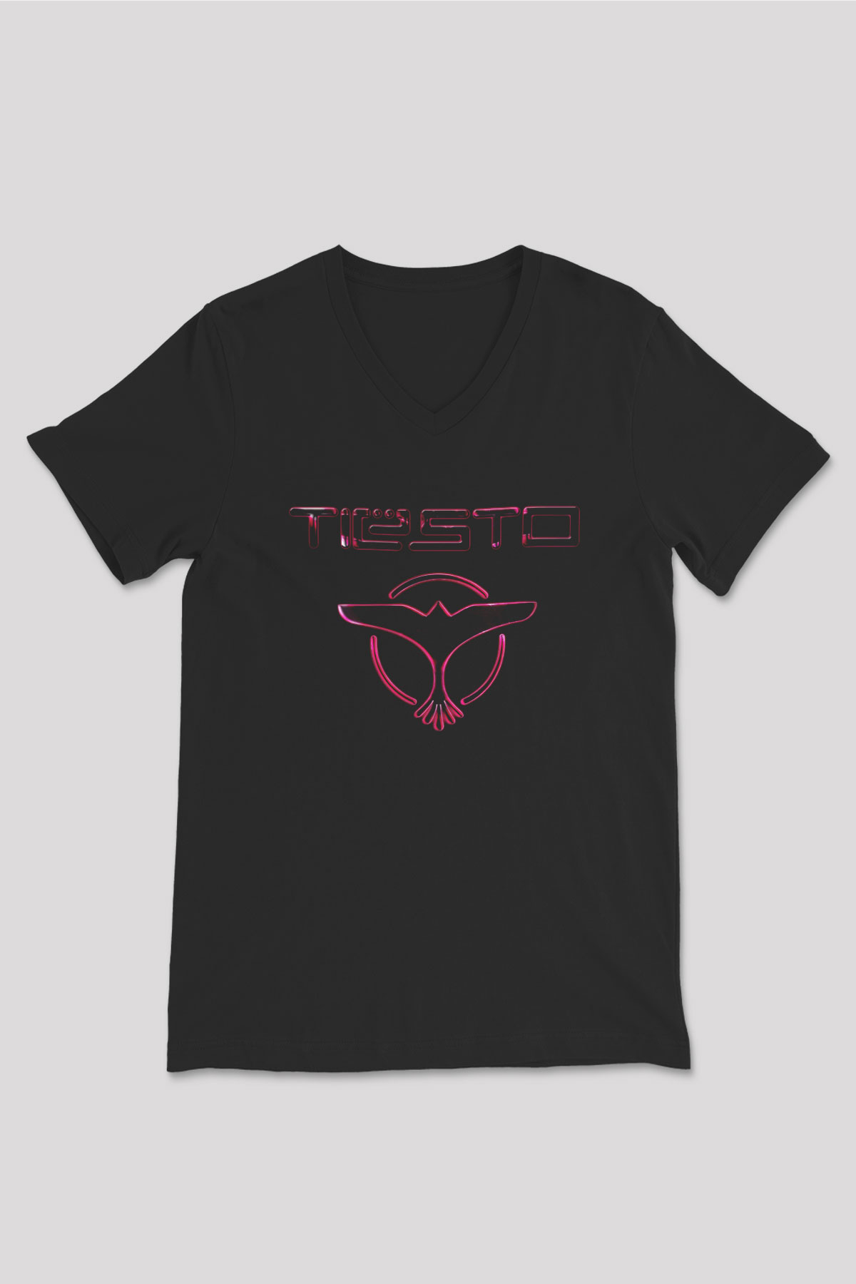 Tiesto Siyah Unisex V Yaka Tişört