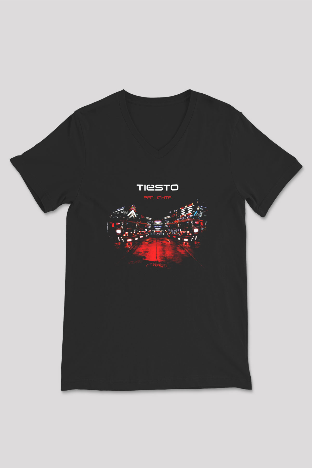 Tiesto Siyah Unisex V Yaka Tişört T-Shirt