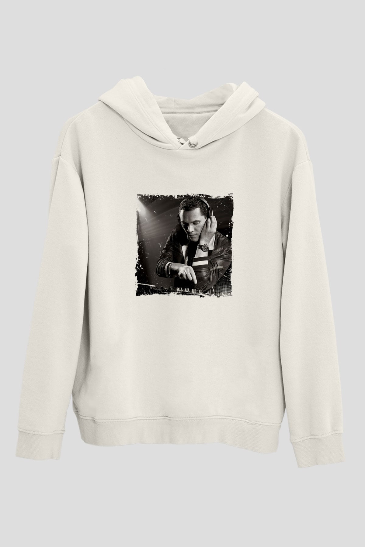 TiestoBaskılı Beyaz Hoodie