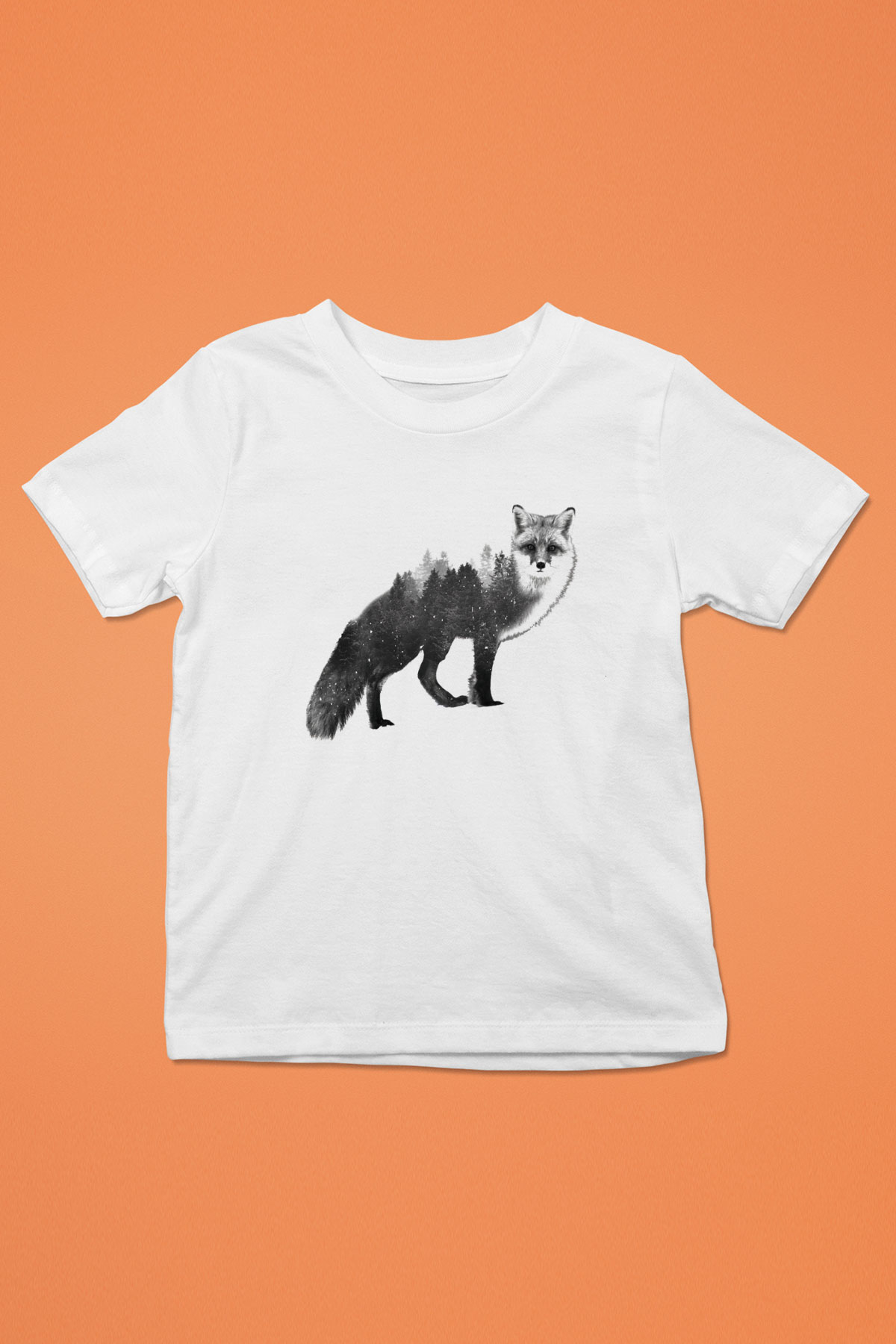 Tilki Baskılı Beyaz Unisex Çocuk Tişört