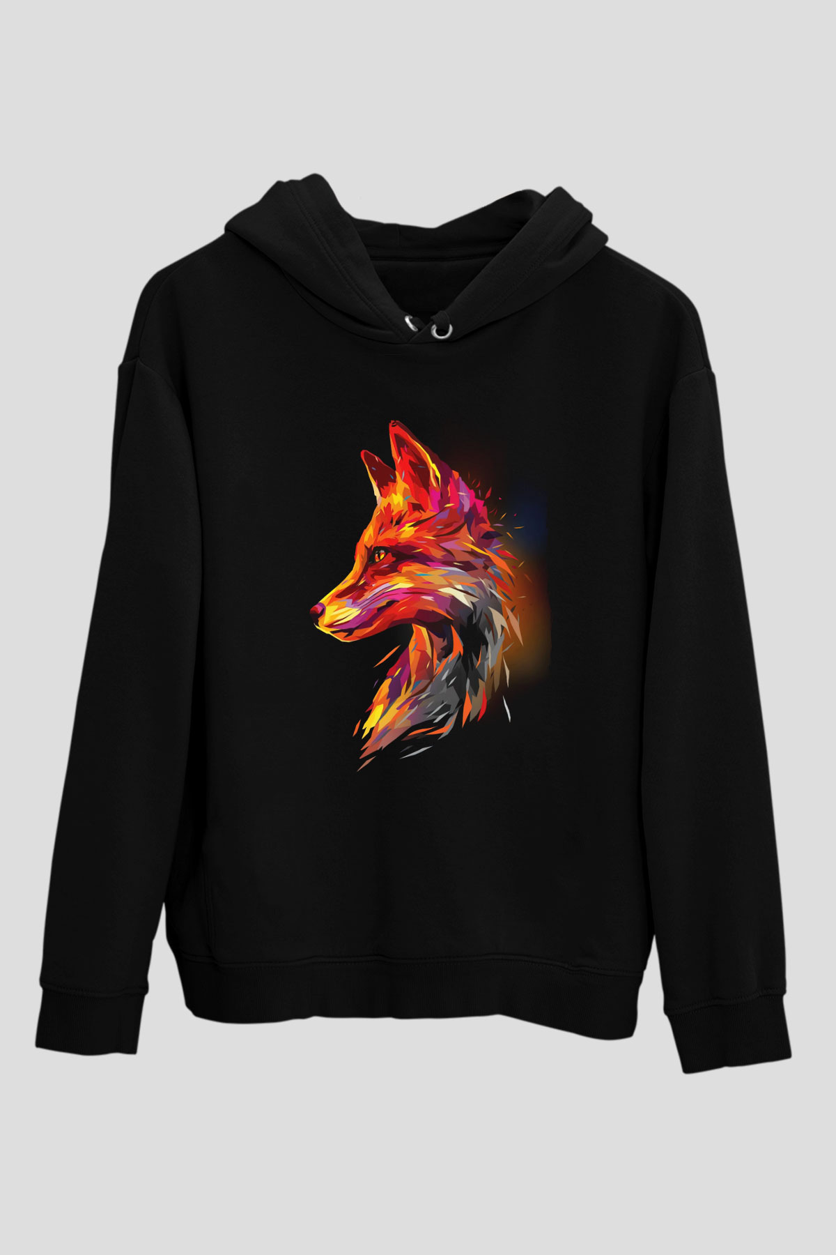 Tilki Siyah Unisex Hoodie