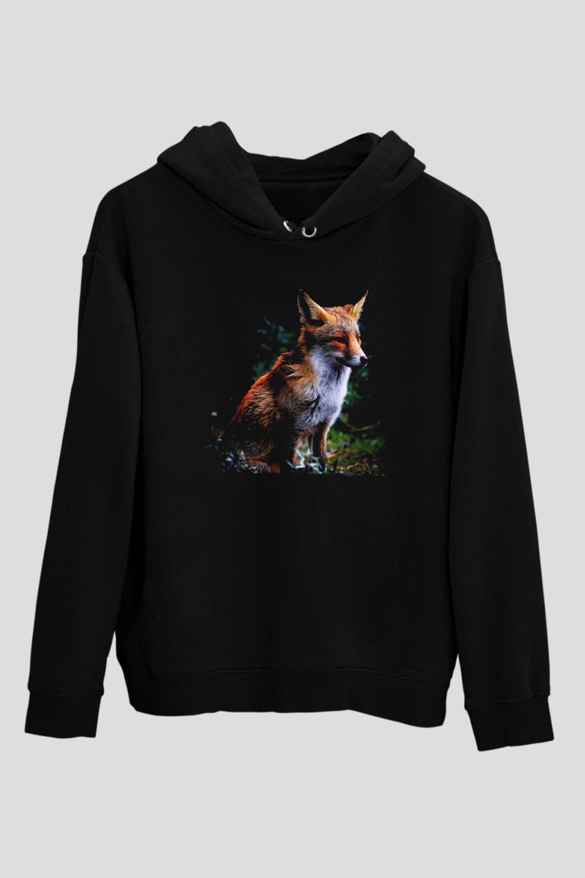 Tilki Siyah Unisex Hoodie
