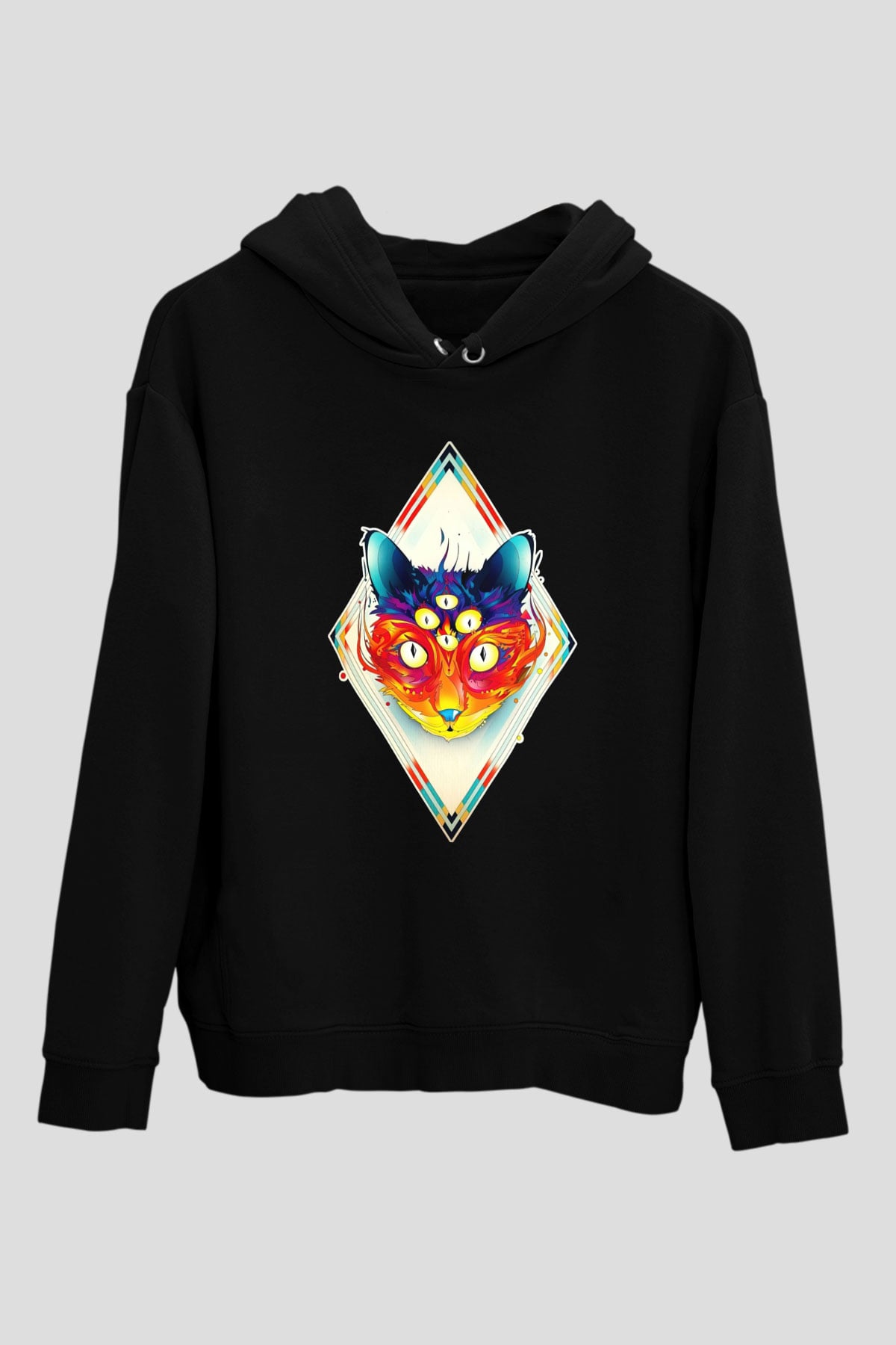 Tilki Siyah Unisex Hoodie