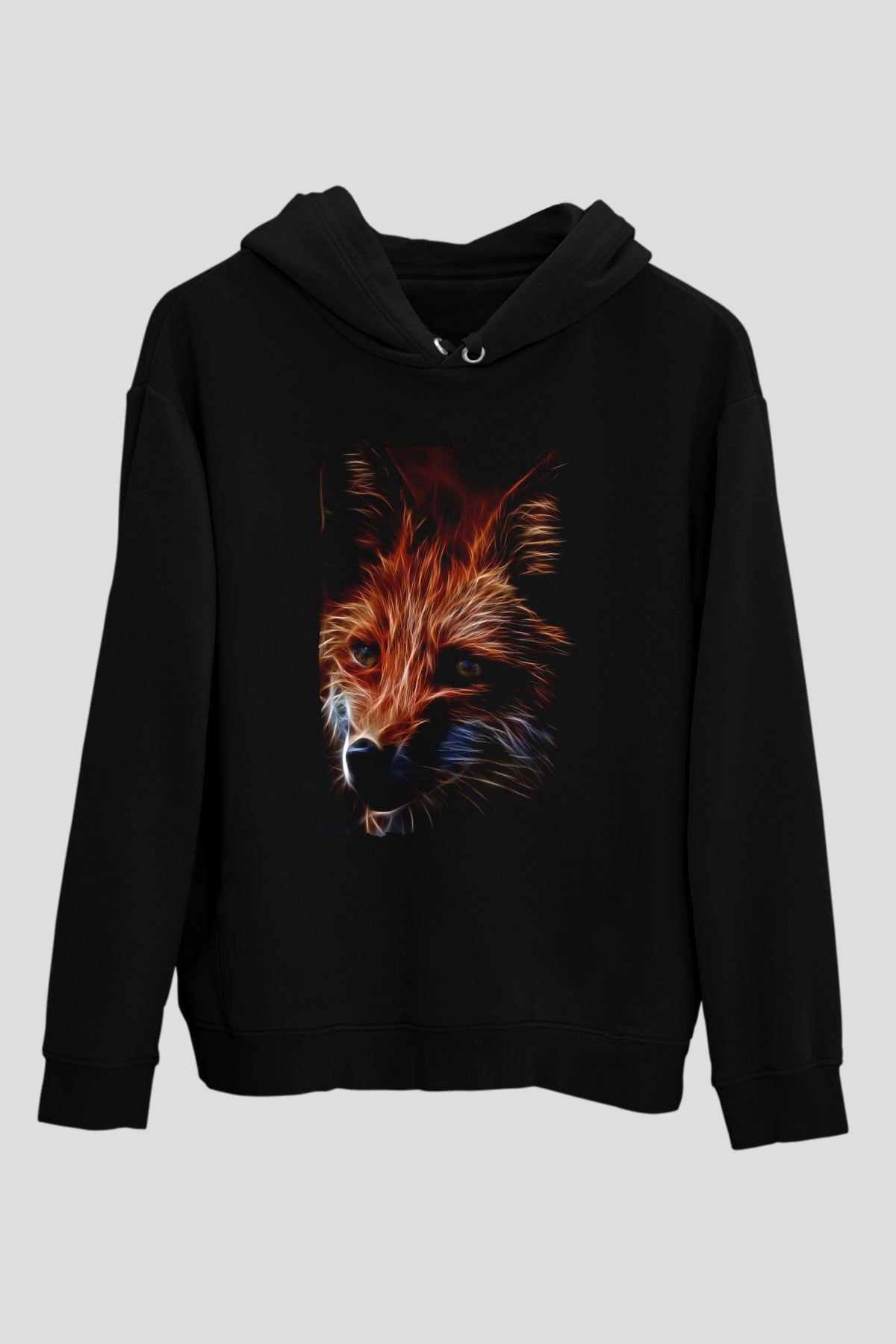 Tilki Siyah Unisex Hoodie