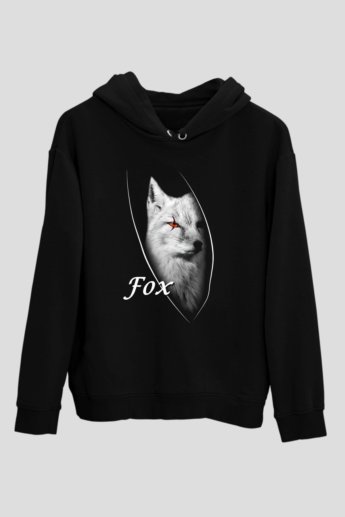 Tilki Siyah Unisex Hoodie