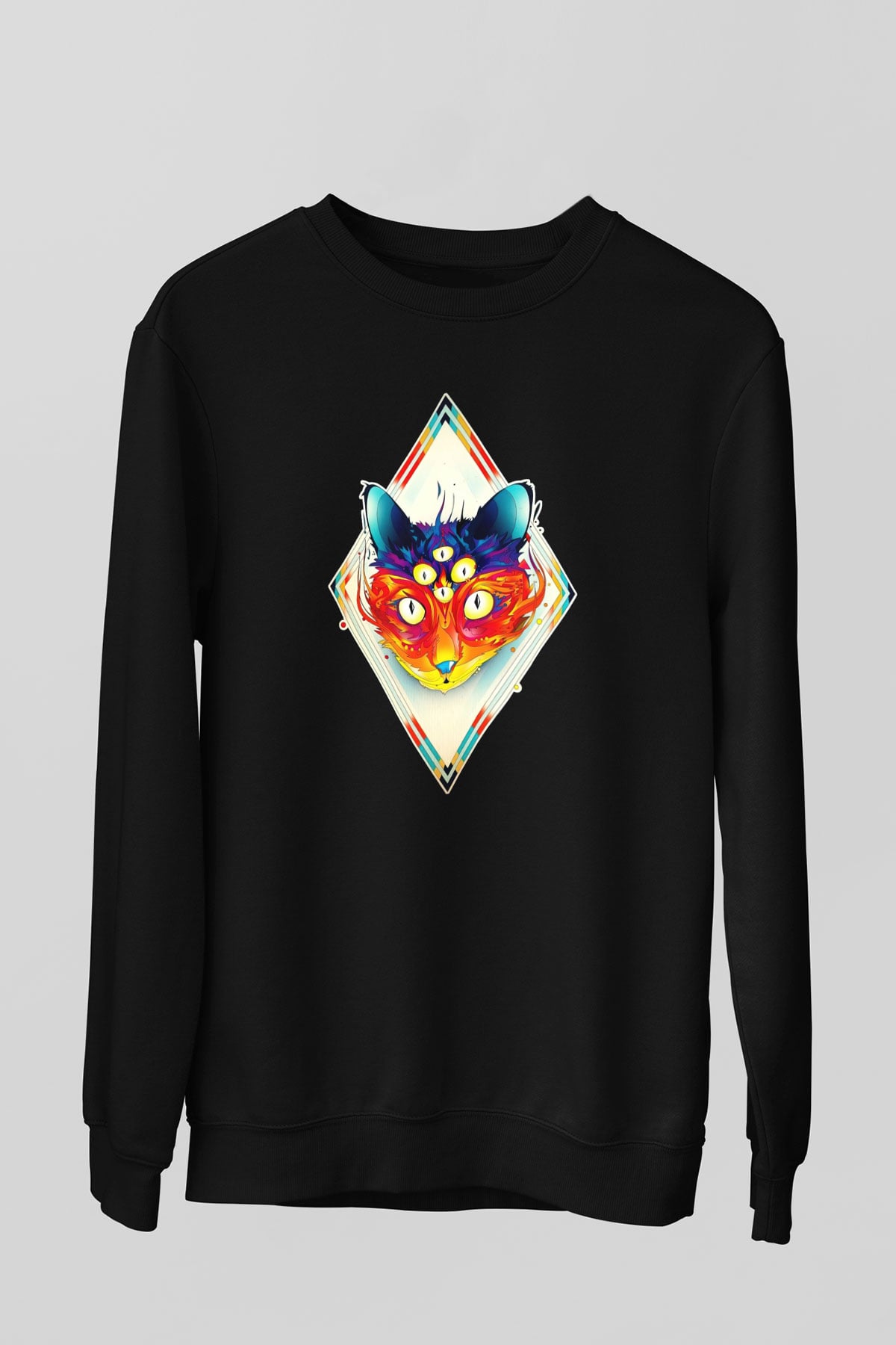 Tilki Siyah Unisex Sweatshirt