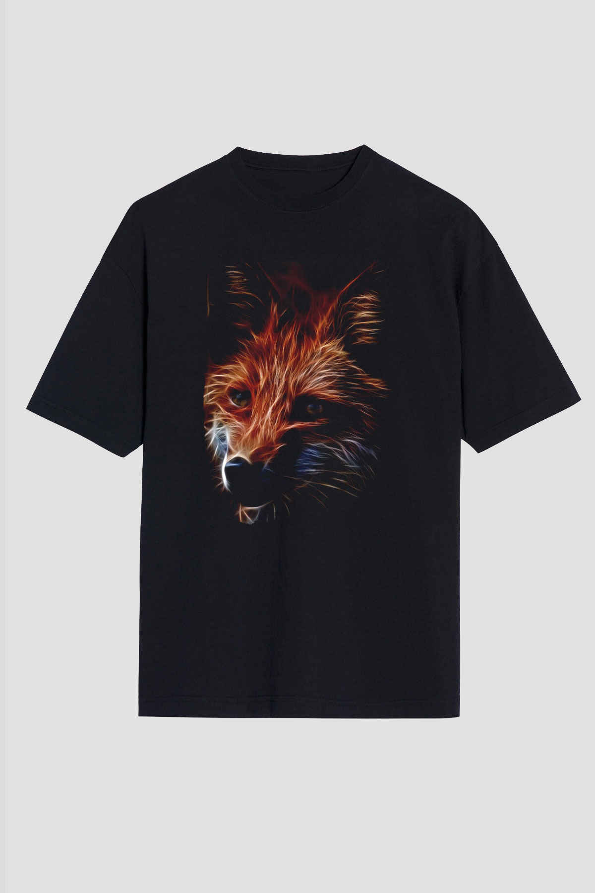 Tilki Siyah Unisex Tişört T-Shirt - TişörtFabrikası
