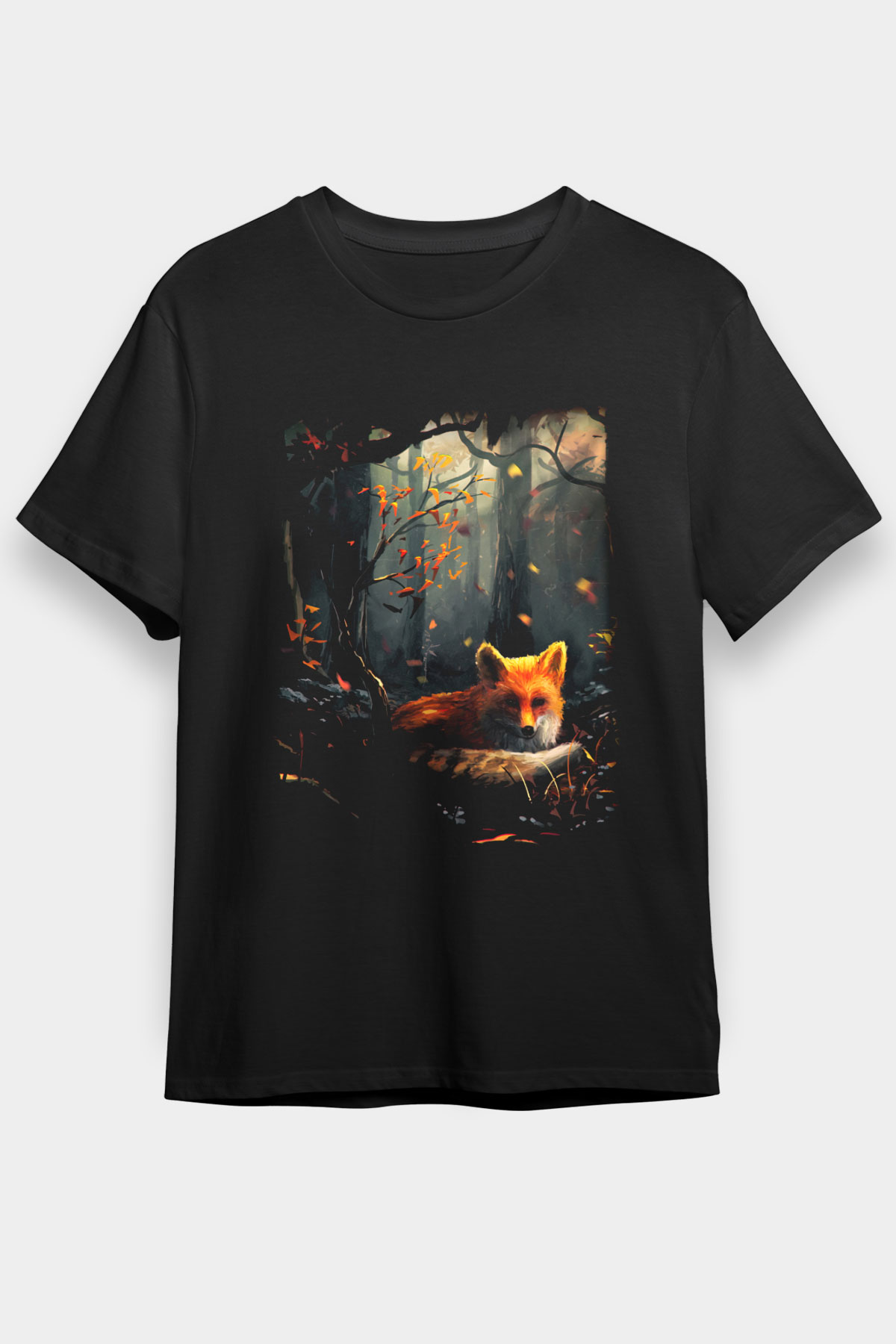 Tilki Siyah Unisex Tişört T-Shirt - TişörtFabrikası