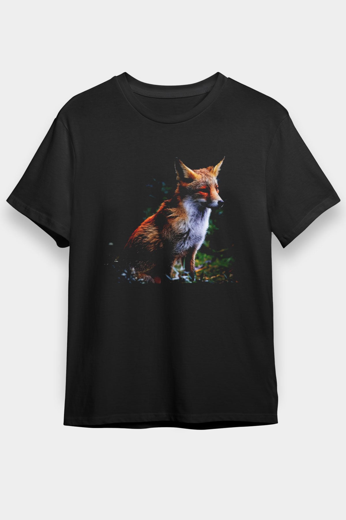 Tilki Siyah Unisex Tişört T-Shirt - TişörtFabrikası