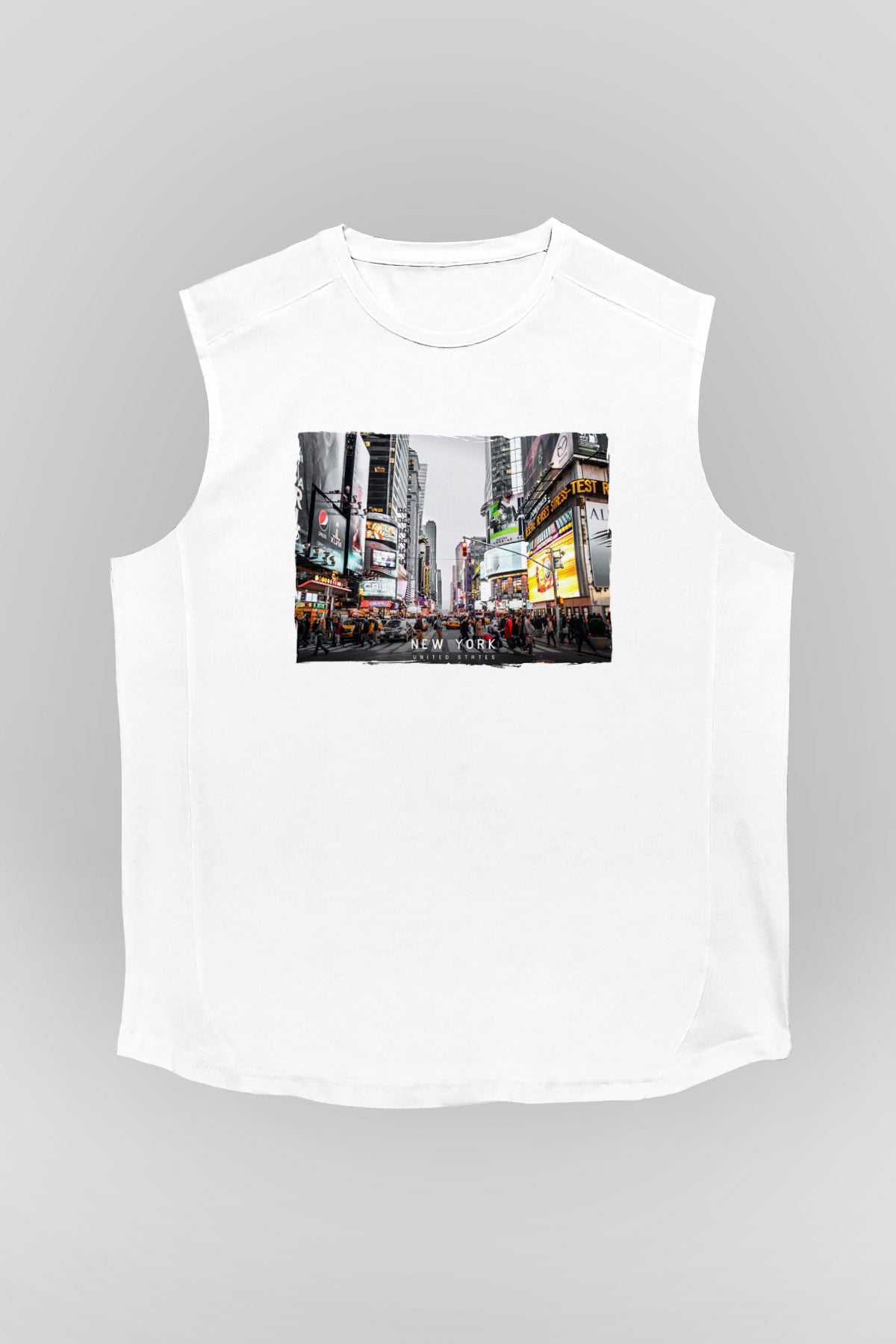 Times Square Beyaz Unisex Kolsuz Tişört