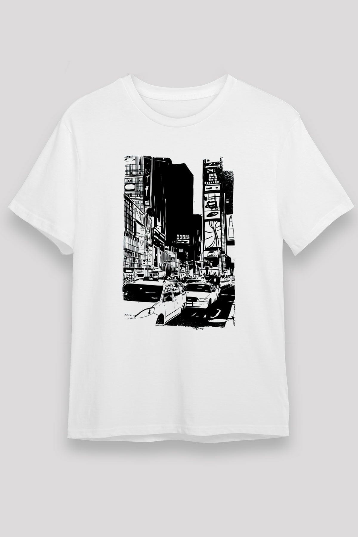 Times Square Beyaz Unisex Tişört T-Shirt - TişörtFabrikası