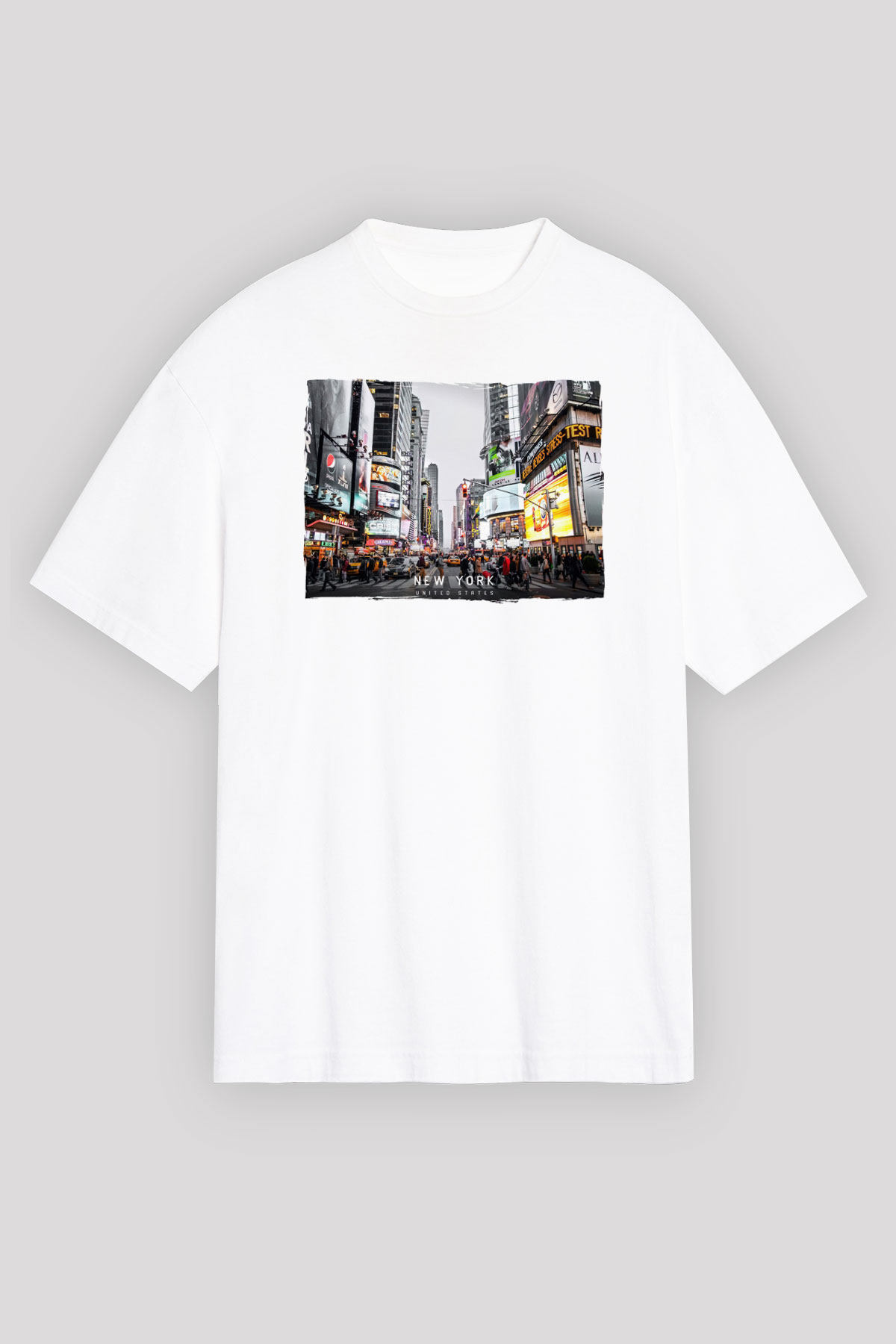 Times Square Beyaz Unisex Tişört T-Shirt - TişörtFabrikası