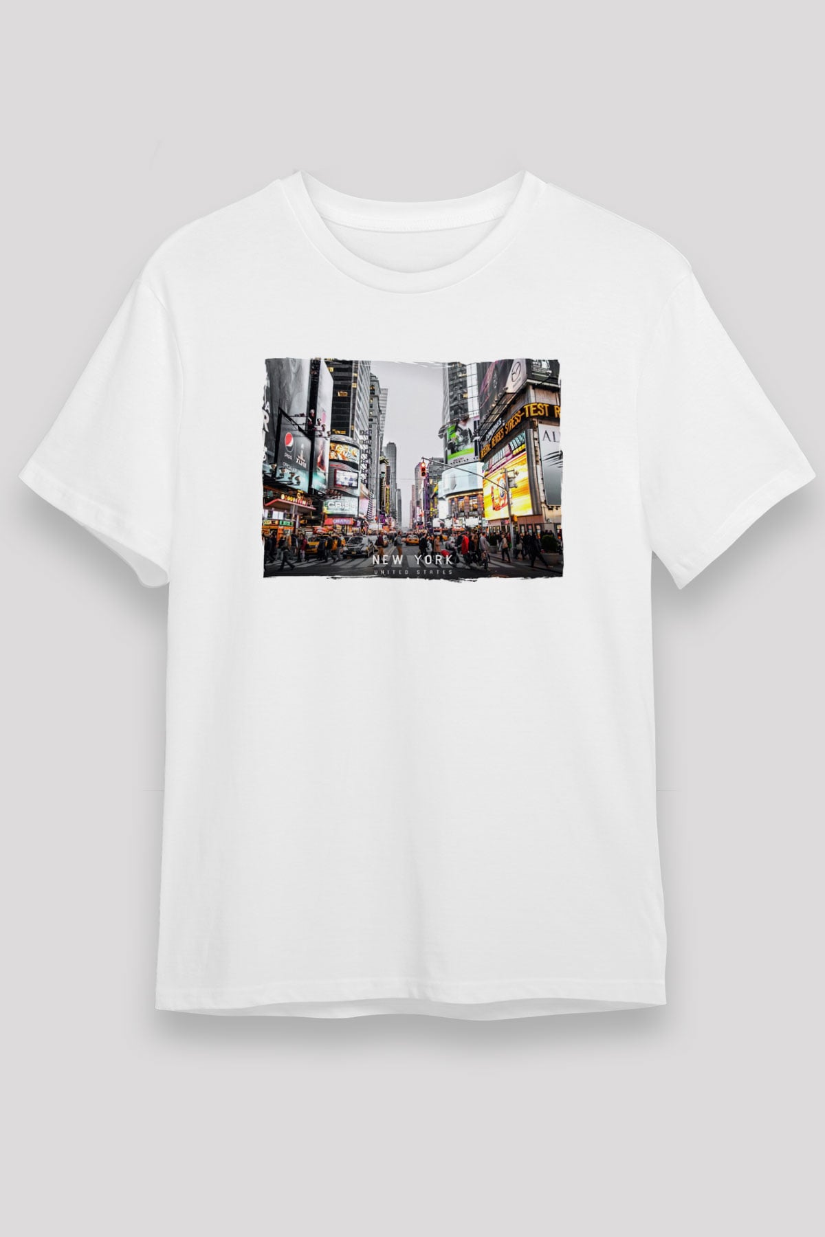 Times Square Beyaz Unisex Tişört T-Shirt - TişörtFabrikası