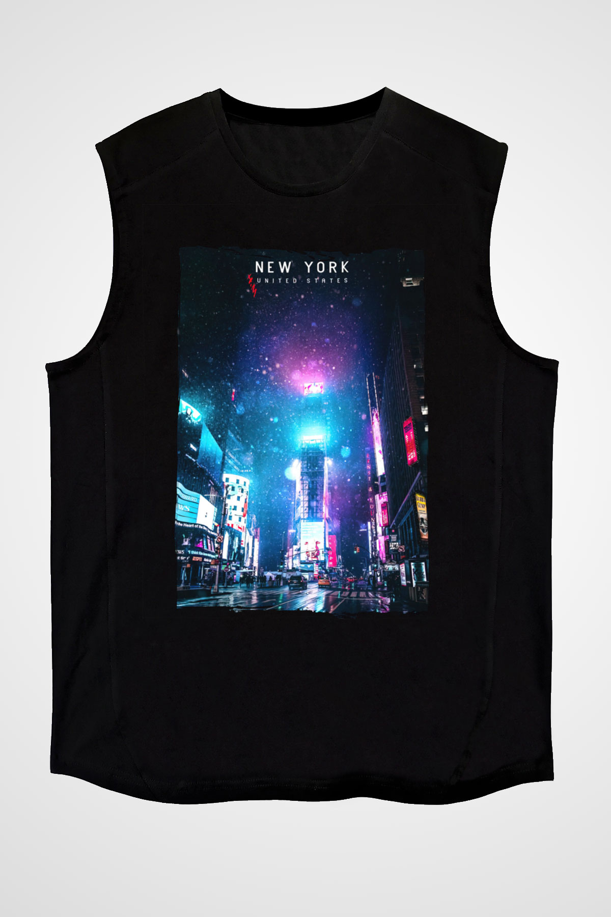 Times Square Siyah Unisex Kolsuz Tişört